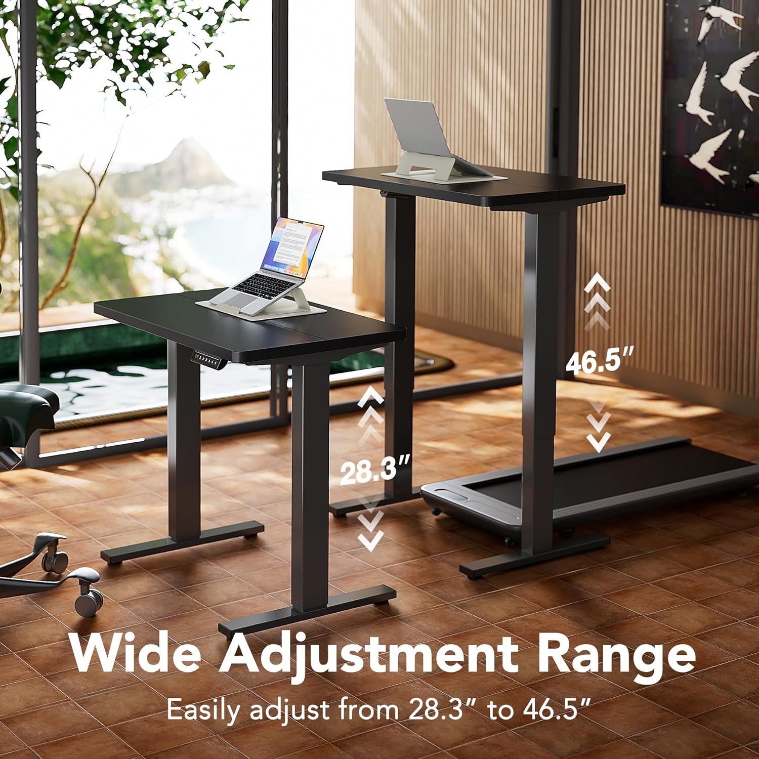 image:imageHUANUO 55 x 28 inch Electric Standing Desk Adjustable Height 4 Memory Height Settings Sit Stand Up Desk for Home Office amp Computer Workstation WhiteBlack
