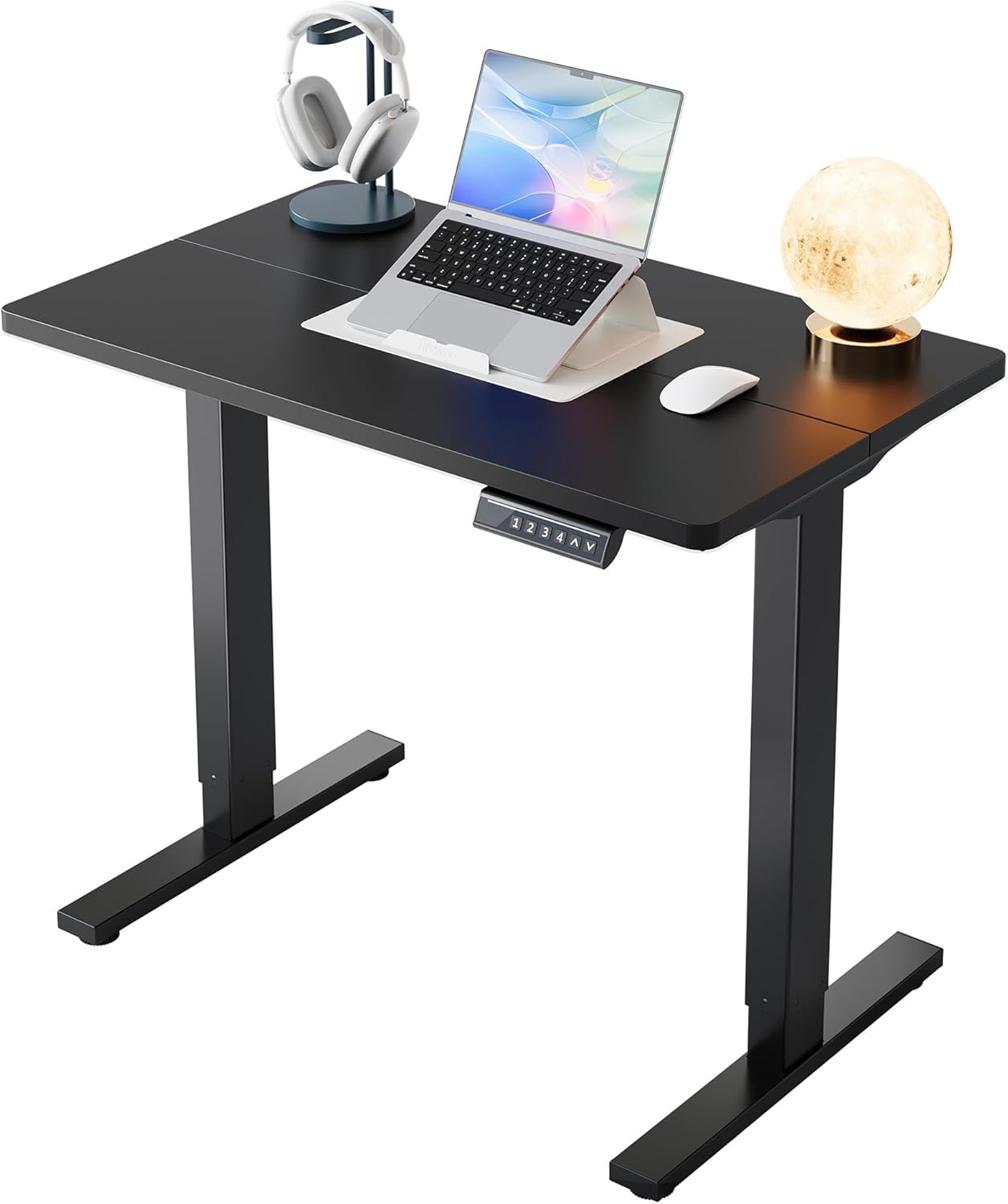 image:imageHUANUO 55 x 28 inch Electric Standing Desk Adjustable Height 4 Memory Height Settings Sit Stand Up Desk for Home Office amp Computer Workstation WhiteBlack