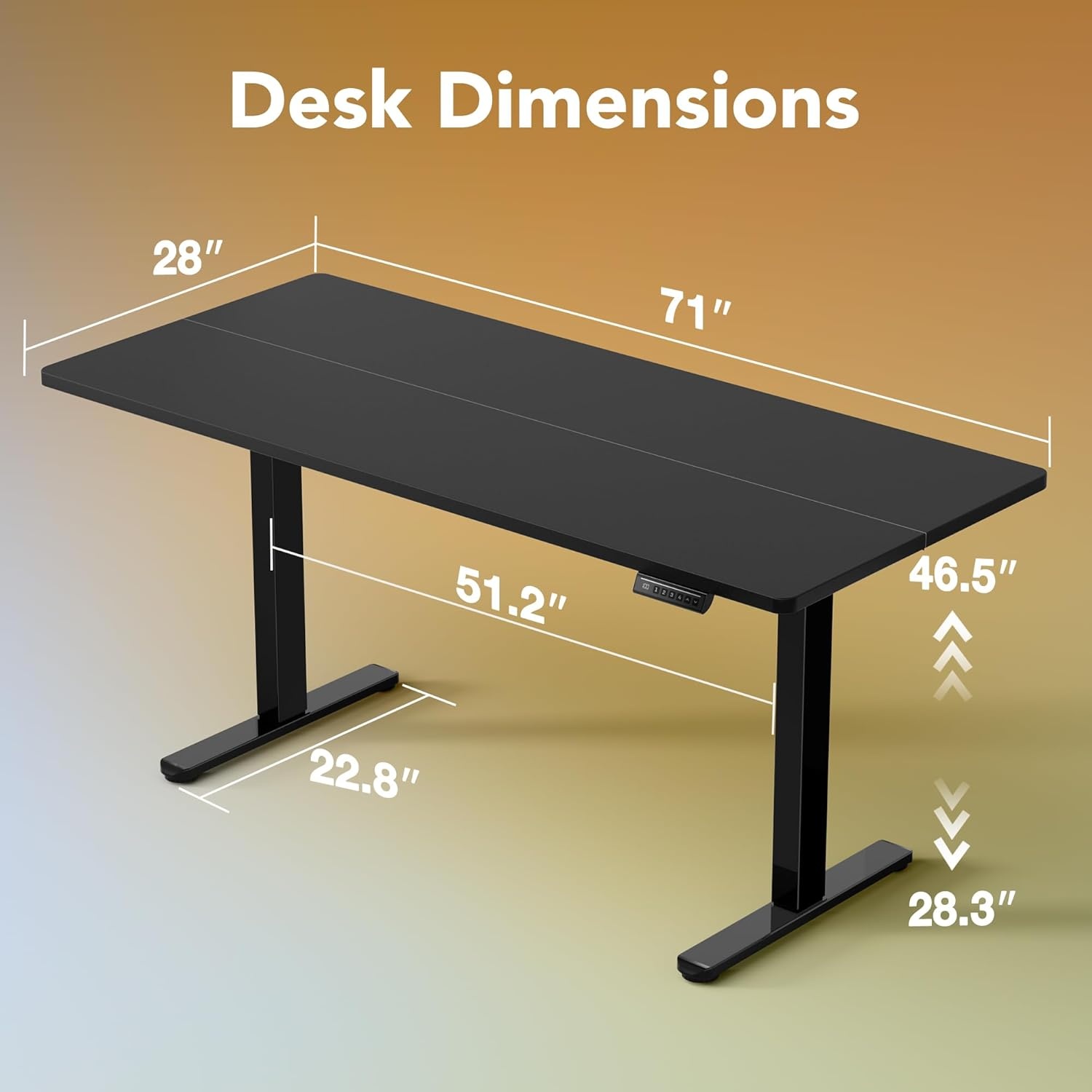 image:imageHUANUO 55 x 28 inch Electric Standing Desk Adjustable Height 4 Memory Height Settings Sit Stand Up Desk for Home Office amp Computer Workstation WhiteBlack