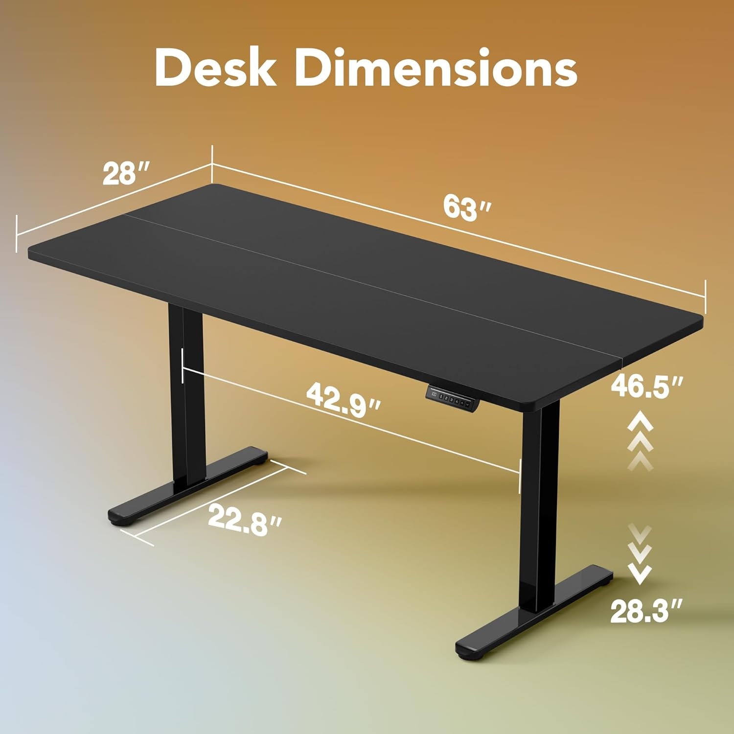 image:imageHUANUO 55 x 28 inch Electric Standing Desk Adjustable Height 4 Memory Height Settings Sit Stand Up Desk for Home Office amp Computer Workstation WhiteBlack