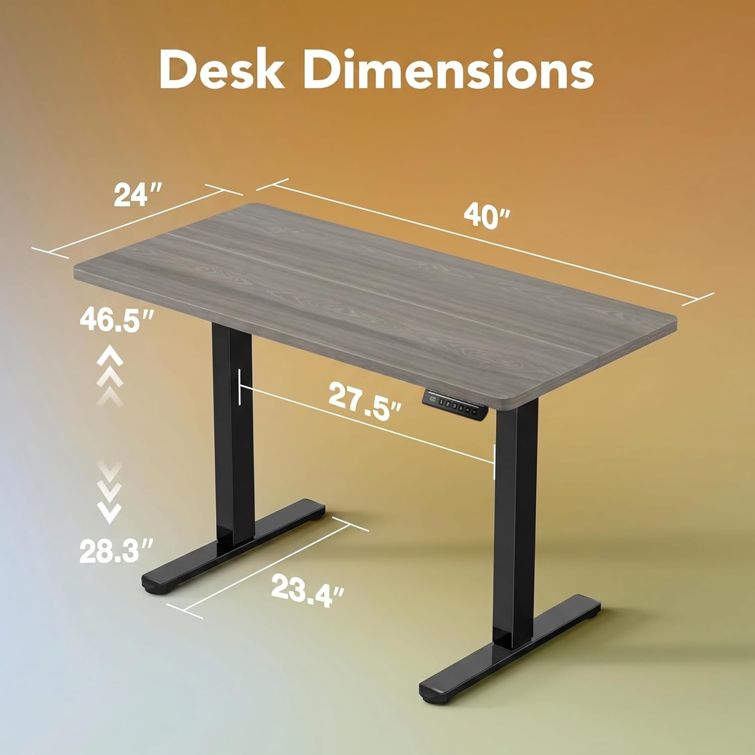 image:imageHUANUO 55 x 28 inch Electric Standing Desk Adjustable Height 4 Memory Height Settings Sit Stand Up Desk for Home Office amp Computer Workstation WhiteGrey