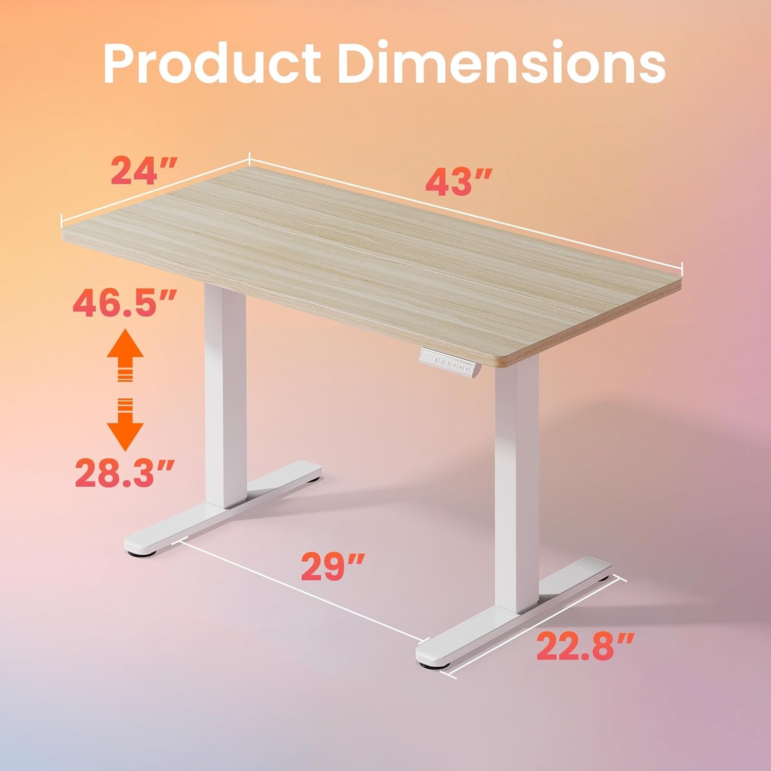 image:imageHUANUO 55 x 28 inch Electric Standing Desk Adjustable Height 4 Memory Height Settings Sit Stand Up Desk for Home Office amp Computer Workstation WhiteNatural