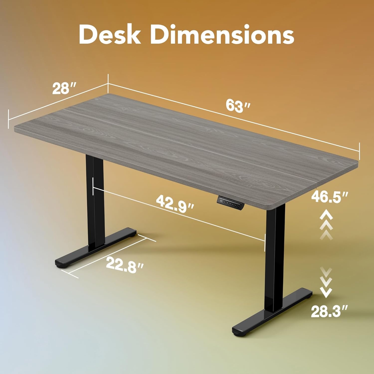 image:imageHUANUO 55 x 28 inch Electric Standing Desk Adjustable Height 4 Memory Height Settings Sit Stand Up Desk for Home Office amp Computer Workstation WhiteGrey
