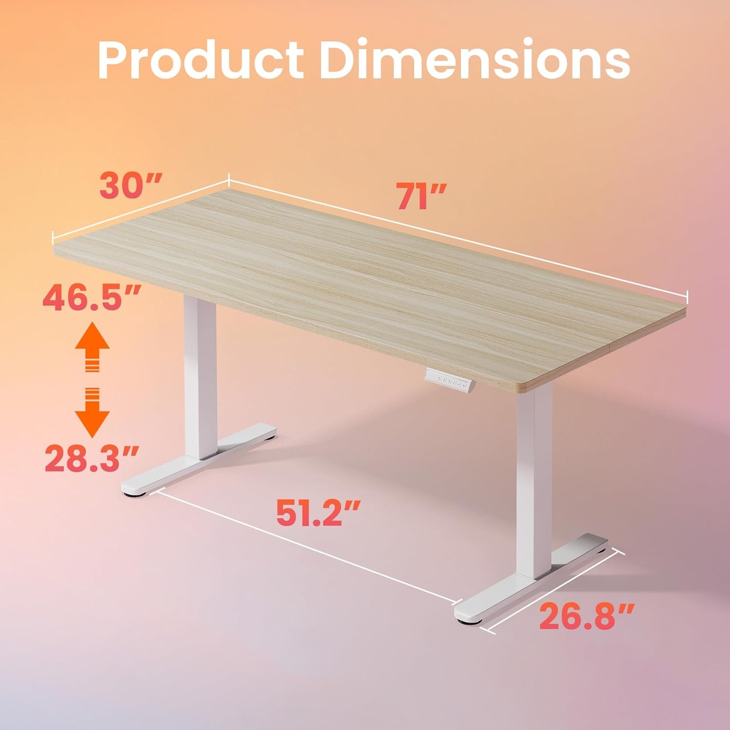 image:imageHUANUO 55 x 28 inch Electric Standing Desk Adjustable Height 4 Memory Height Settings Sit Stand Up Desk for Home Office amp Computer Workstation WhiteNatural