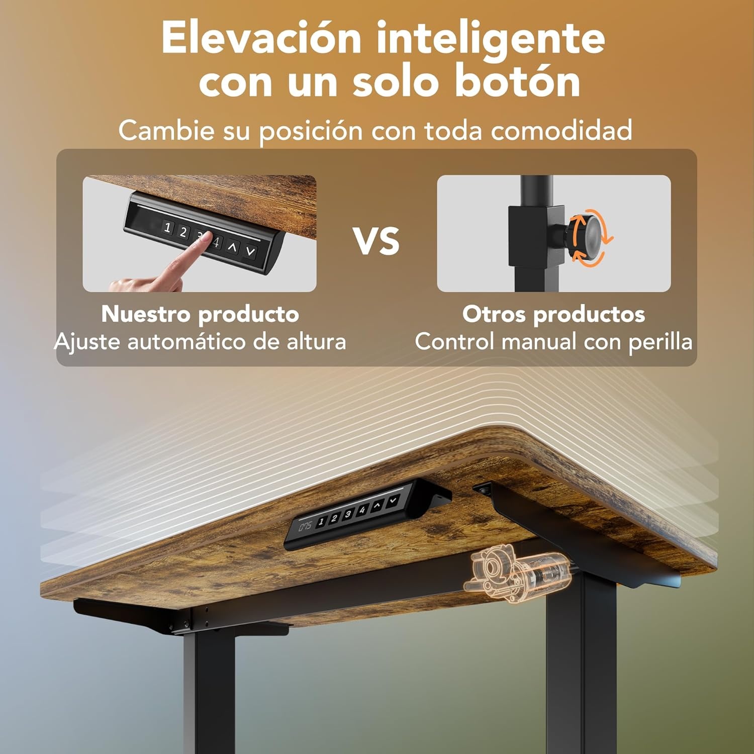 image:imageHUANUO 55 x 28 inch Electric Standing Desk Adjustable Height 4 Memory Height Settings Sit Stand Up Desk for Home Office amp Computer Workstation WhiteRustic Brown