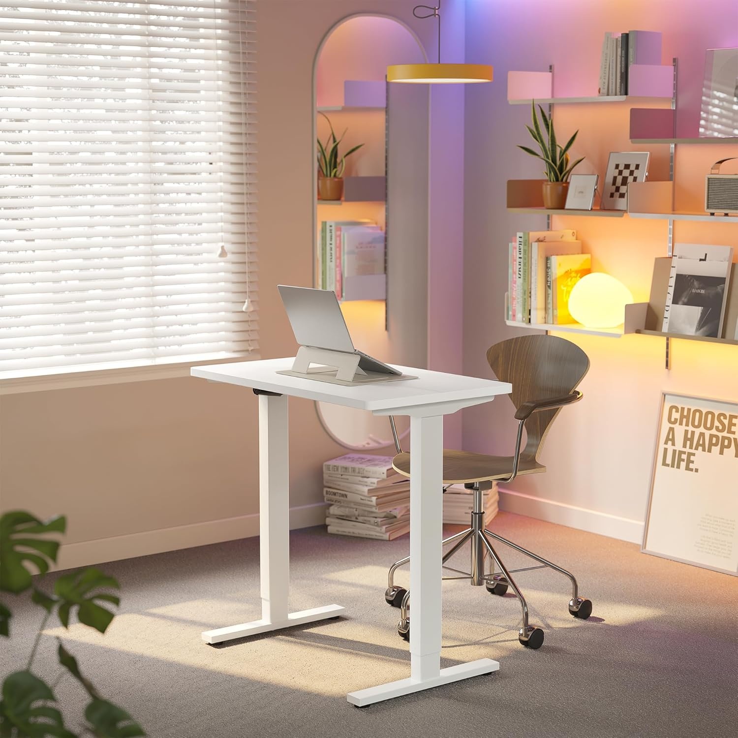 image:imageHUANUO 55 x 28 inch Electric Standing Desk Adjustable Height 4 Memory Height Settings Sit Stand Up Desk for Home Office amp Computer Workstation WhiteWhite