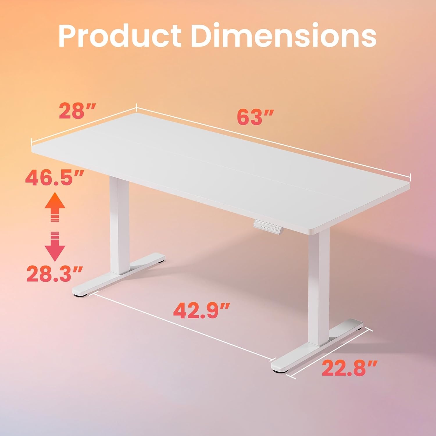 image:imageHUANUO 55 x 28 inch Electric Standing Desk Adjustable Height 4 Memory Height Settings Sit Stand Up Desk for Home Office amp Computer Workstation WhiteWhite