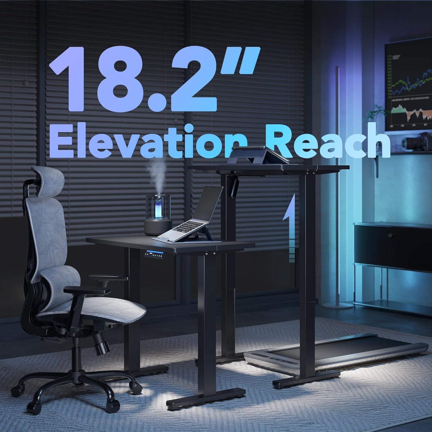 image:imageHUANUO 55 x 28 inch Electric Standing Desk Adjustable Height 4 Memory Height Settings Sit Stand Up Desk for Home Office amp Computer Workstation WhiteBlack