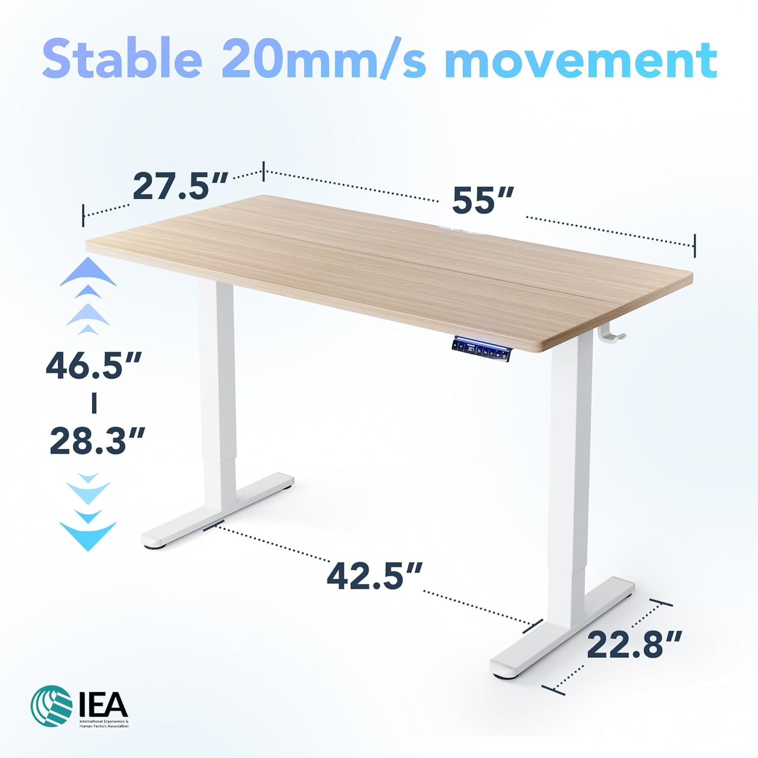 image:imageHUANUO 55 x 28 inch Electric Standing Desk Adjustable Height 4 Memory Height Settings Sit Stand Up Desk for Home Office amp Computer Workstation WhiteNatural