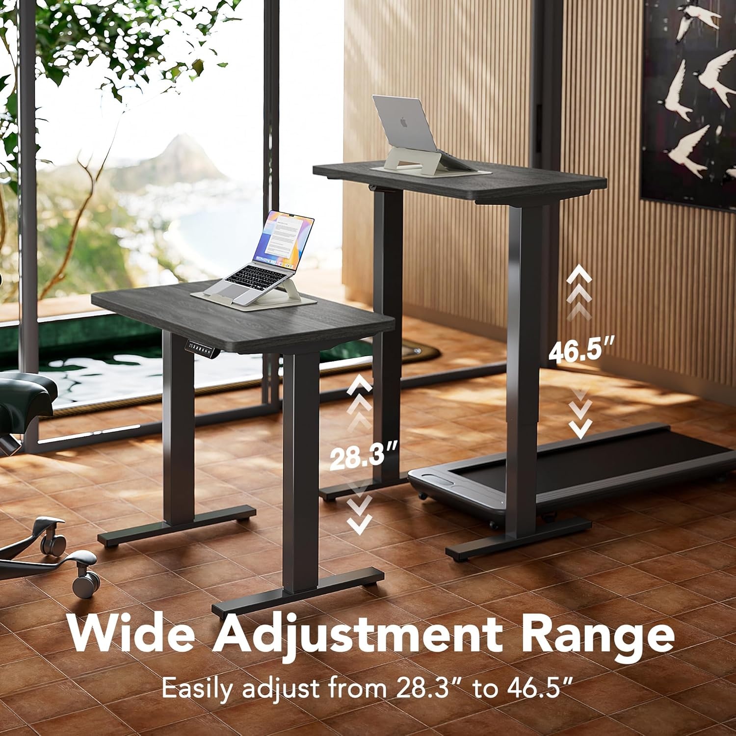 image:imageHUANUO 55 x 28 inch Electric Standing Desk Adjustable Height 4 Memory Height Settings Sit Stand Up Desk for Home Office amp Computer Workstation WhiteGrey