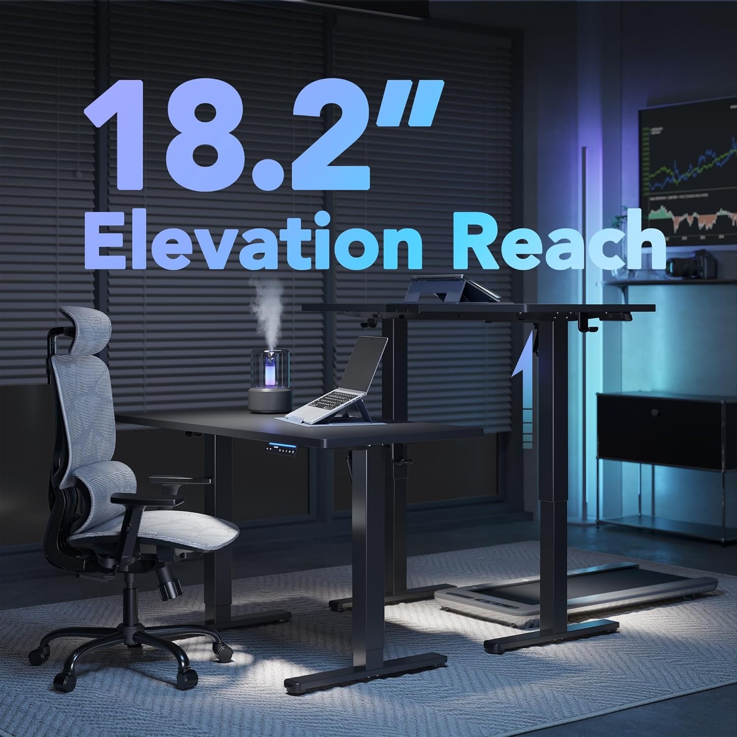 image:imageHUANUO 55 x 28 inch Electric Standing Desk Adjustable Height 4 Memory Height Settings Sit Stand Up Desk for Home Office amp Computer Workstation WhiteBlack