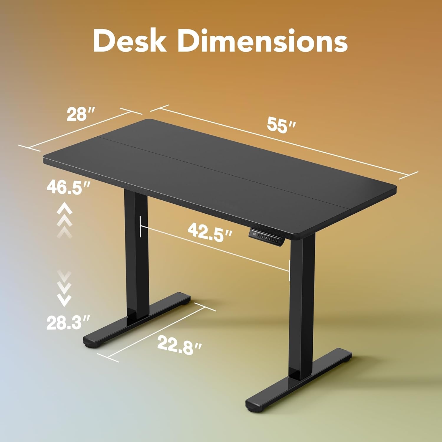 image:imageHUANUO 55 x 28 inch Electric Standing Desk Adjustable Height 4 Memory Height Settings Sit Stand Up Desk for Home Office amp Computer Workstation WhiteBlack