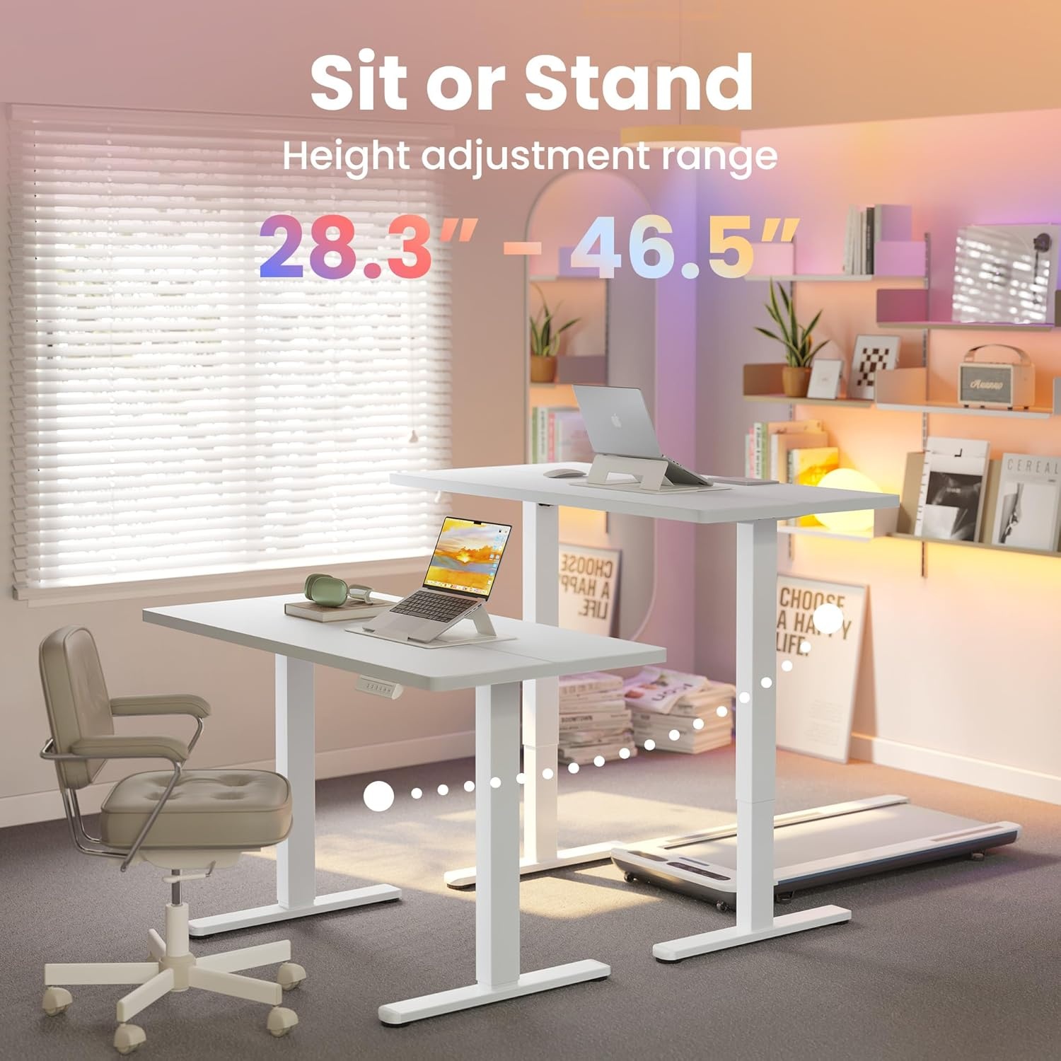 image:imageHUANUO 55 x 28 inch Electric Standing Desk Adjustable Height 4 Memory Height Settings Sit Stand Up Desk for Home Office amp Computer Workstation WhiteWhite