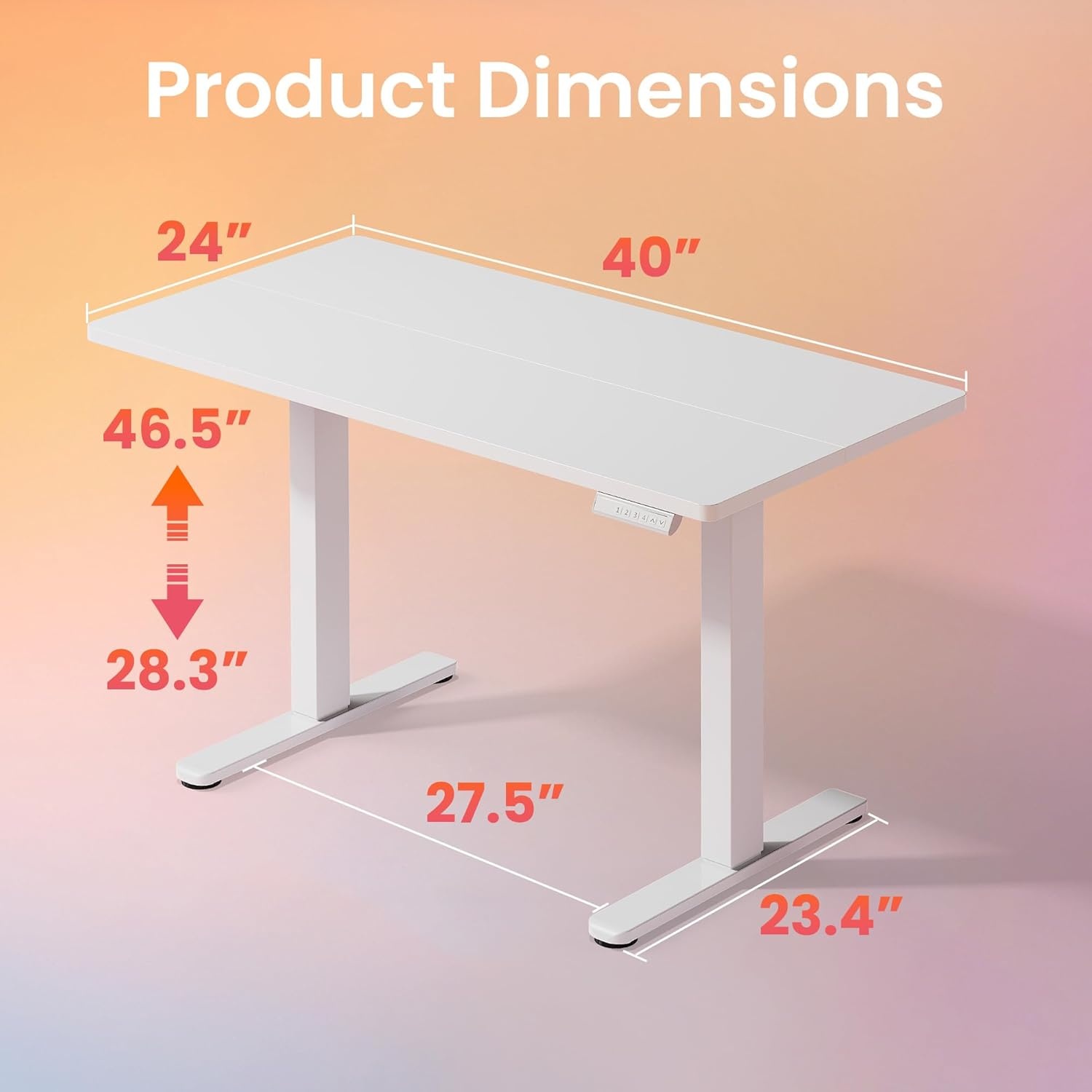 image:imageHUANUO 55 x 28 inch Electric Standing Desk Adjustable Height 4 Memory Height Settings Sit Stand Up Desk for Home Office amp Computer Workstation WhiteWhite