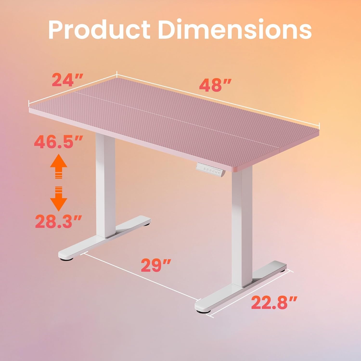image:imageHUANUO 55 x 28 inch Electric Standing Desk Adjustable Height 4 Memory Height Settings Sit Stand Up Desk for Home Office amp Computer Workstation WhitePink