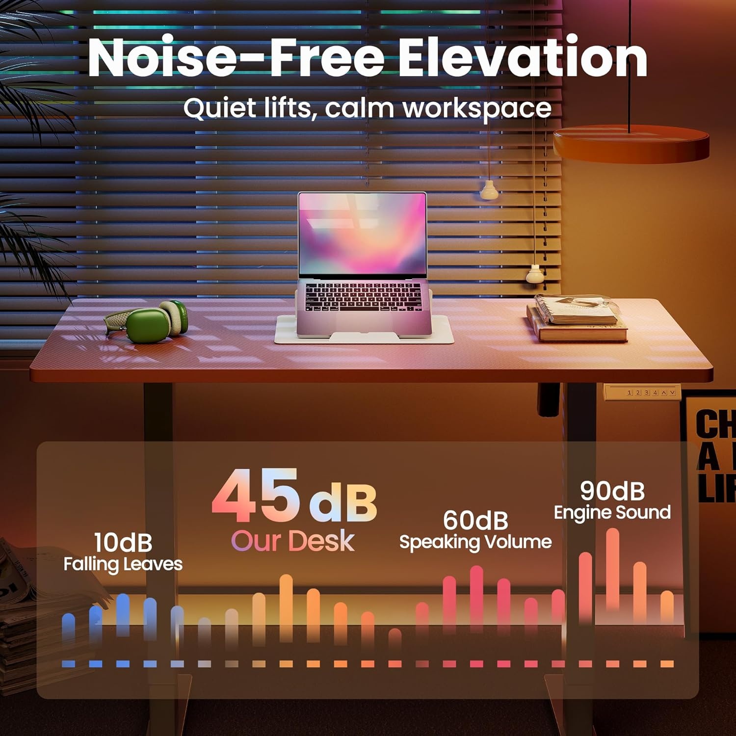 image:imageHUANUO 55 x 28 inch Electric Standing Desk Adjustable Height 4 Memory Height Settings Sit Stand Up Desk for Home Office amp Computer Workstation WhitePink