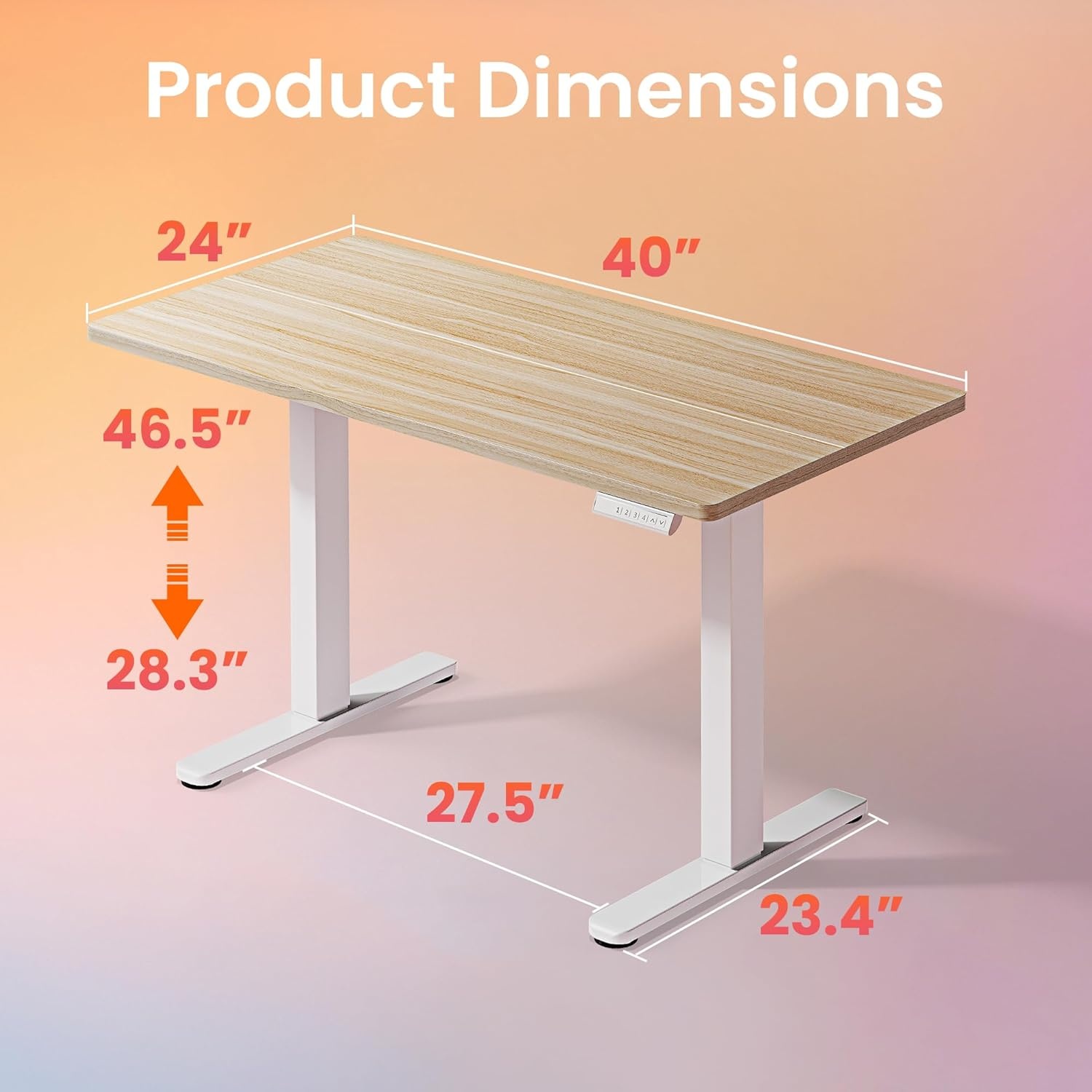 image:imageHUANUO 55 x 28 inch Electric Standing Desk Adjustable Height 4 Memory Height Settings Sit Stand Up Desk for Home Office amp Computer Workstation WhiteNatural