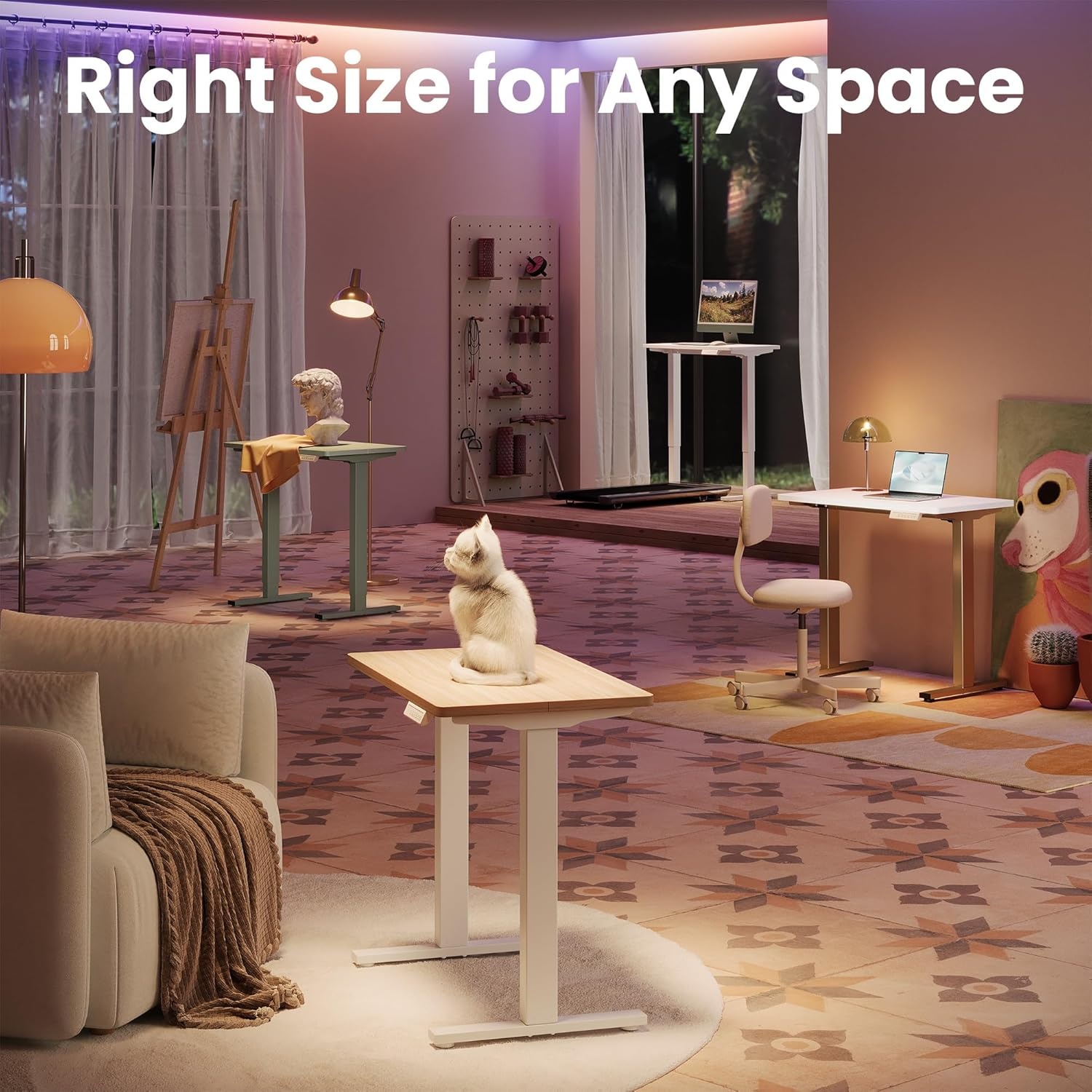 image:imageHUANUO 55 x 28 inch Electric Standing Desk Adjustable Height 4 Memory Height Settings Sit Stand Up Desk for Home Office amp Computer Workstation WhiteWhite