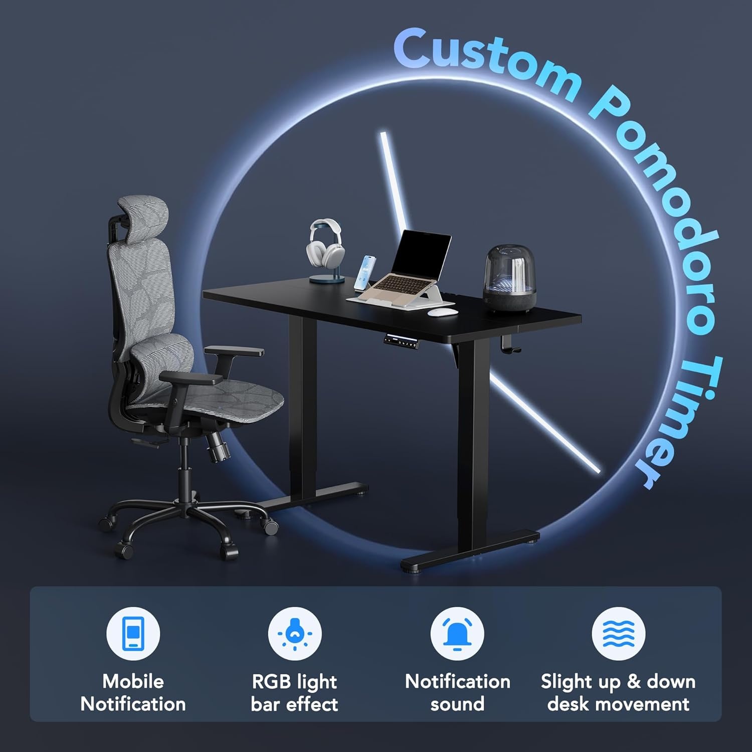image:imageHUANUO 55 x 28 inch Electric Standing Desk Adjustable Height 4 Memory Height Settings Sit Stand Up Desk for Home Office amp Computer Workstation WhiteBlack