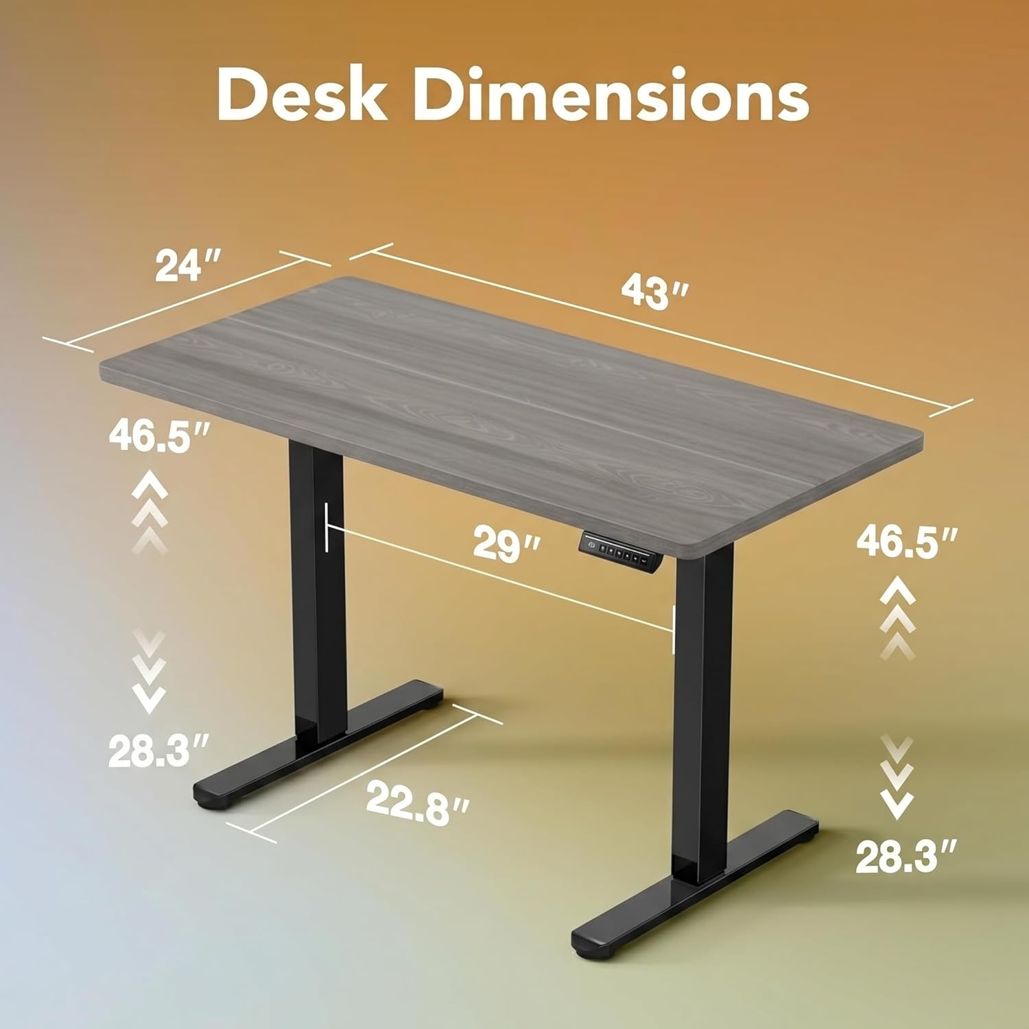 image:imageHUANUO 55 x 28 inch Electric Standing Desk Adjustable Height 4 Memory Height Settings Sit Stand Up Desk for Home Office amp Computer Workstation WhiteGrey