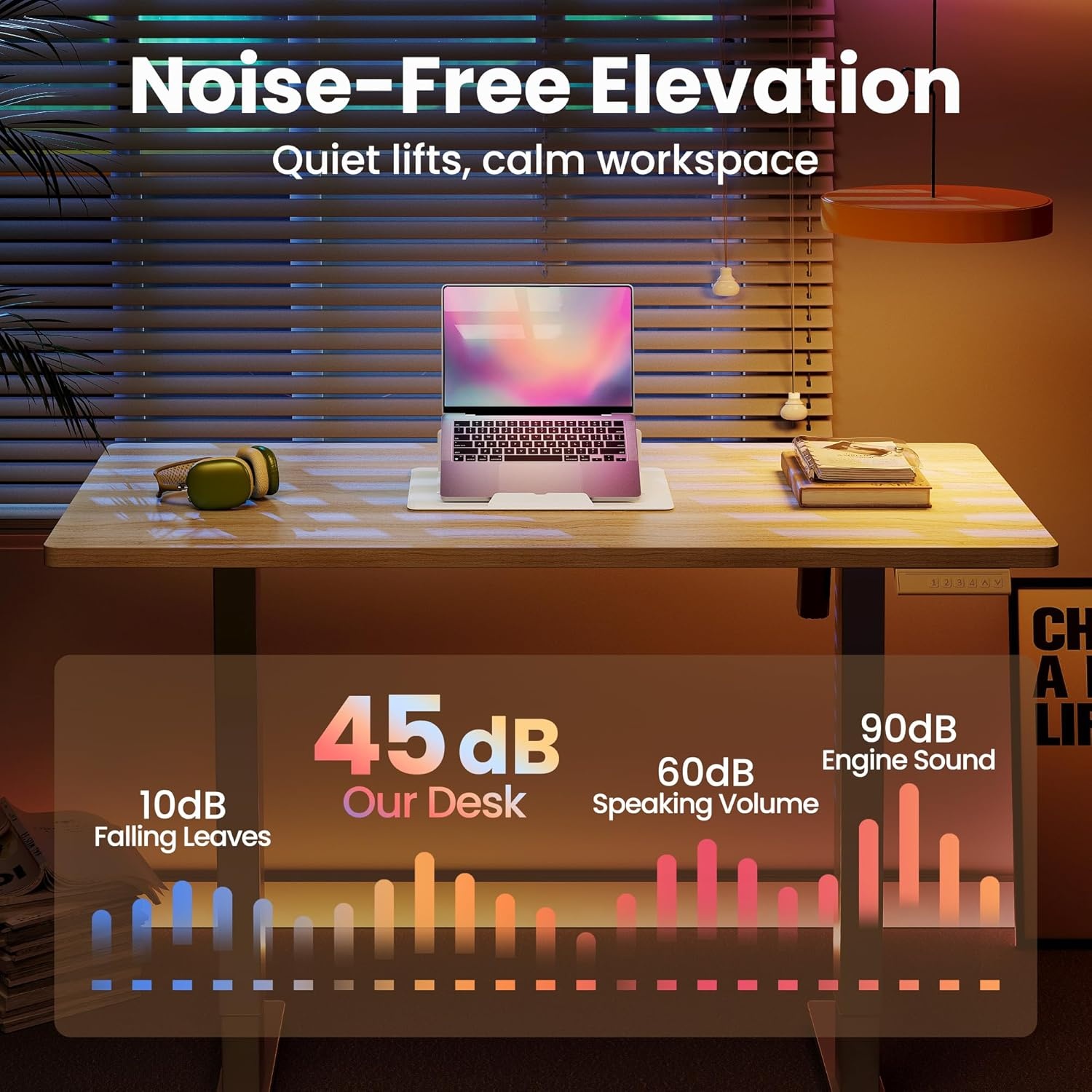 image:imageHUANUO 55 x 28 inch Electric Standing Desk Adjustable Height 4 Memory Height Settings Sit Stand Up Desk for Home Office amp Computer Workstation WhiteNatural