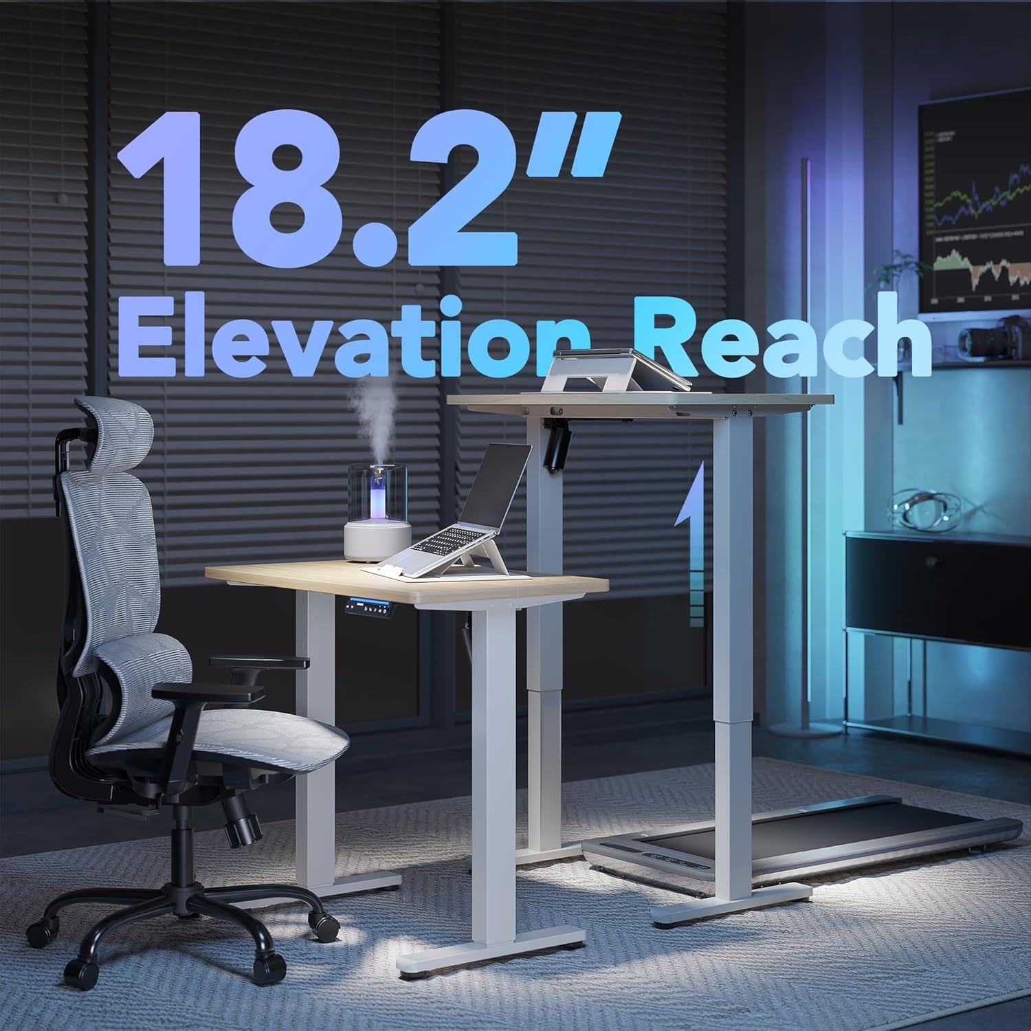image:imageHUANUO 55 x 28 inch Electric Standing Desk Adjustable Height 4 Memory Height Settings Sit Stand Up Desk for Home Office amp Computer Workstation WhiteNatural