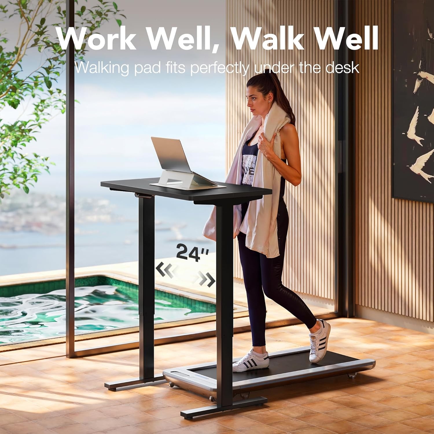 image:imageHUANUO 55 x 28 inch Electric Standing Desk Adjustable Height 4 Memory Height Settings Sit Stand Up Desk for Home Office amp Computer Workstation WhiteBlack