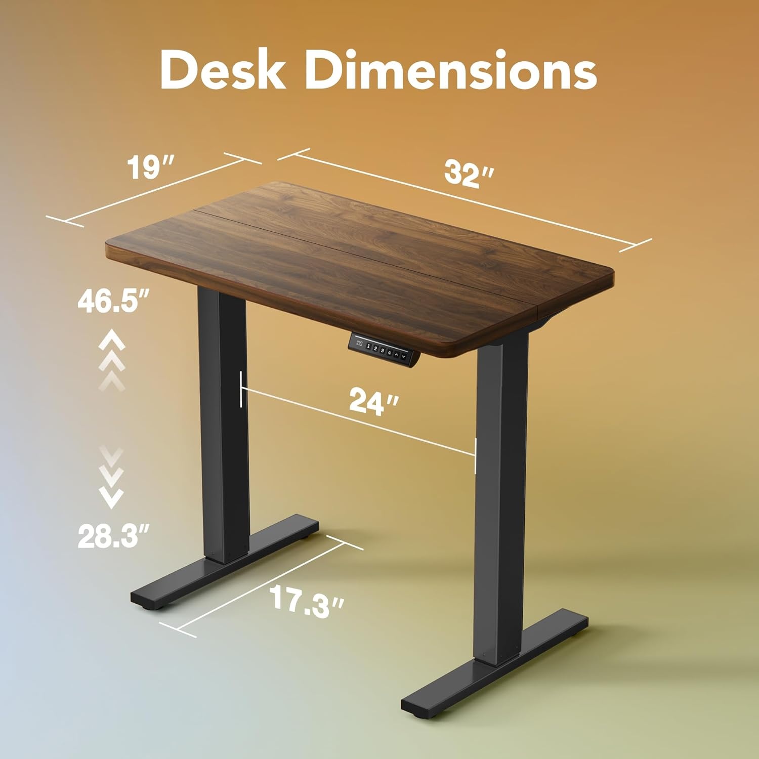 image:imageHUANUO 55 x 28 inch Electric Standing Desk Adjustable Height 4 Memory Height Settings Sit Stand Up Desk for Home Office amp Computer Workstation WhiteWalnut