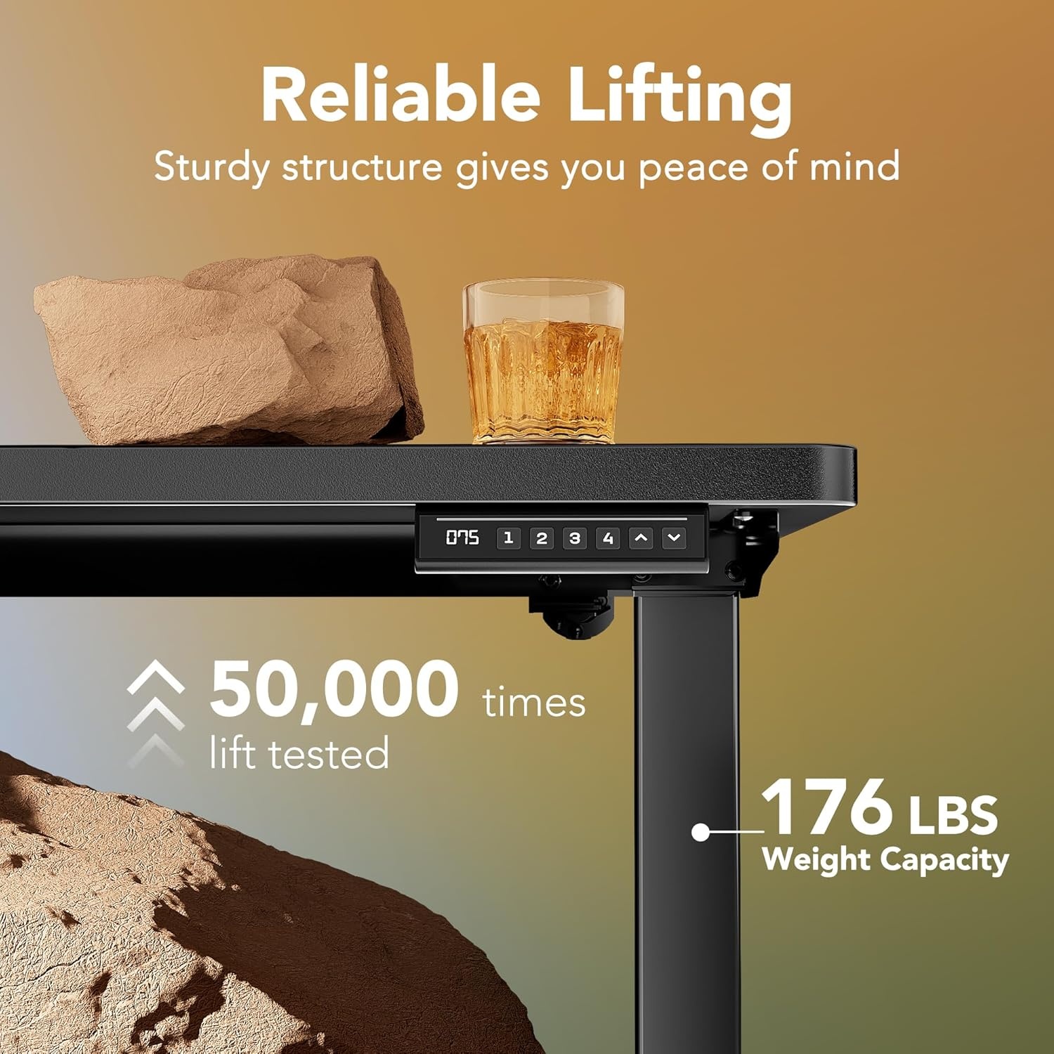 image:imageHUANUO 55 x 28 inch Electric Standing Desk Adjustable Height 4 Memory Height Settings Sit Stand Up Desk for Home Office amp Computer Workstation WhiteBlack