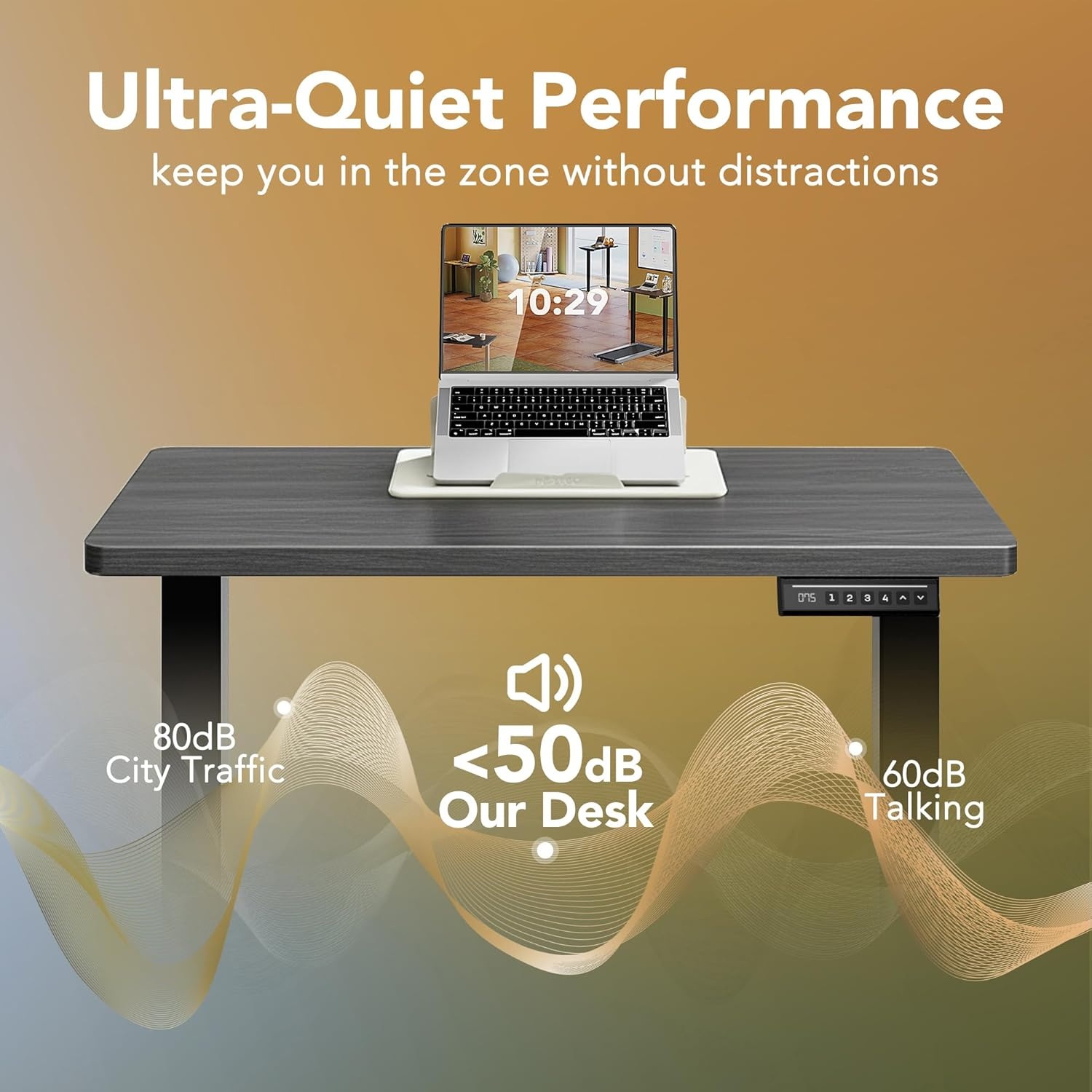 image:imageHUANUO 55 x 28 inch Electric Standing Desk Adjustable Height 4 Memory Height Settings Sit Stand Up Desk for Home Office amp Computer Workstation WhiteGrey