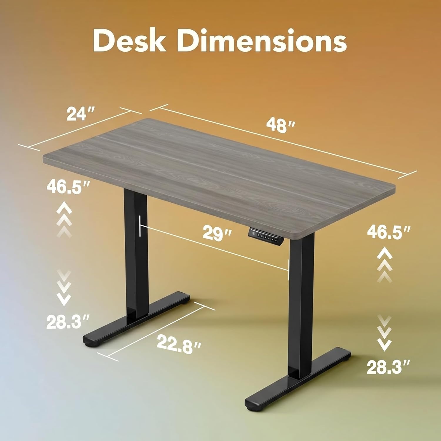 image:imageHUANUO 55 x 28 inch Electric Standing Desk Adjustable Height 4 Memory Height Settings Sit Stand Up Desk for Home Office amp Computer Workstation WhiteGrey