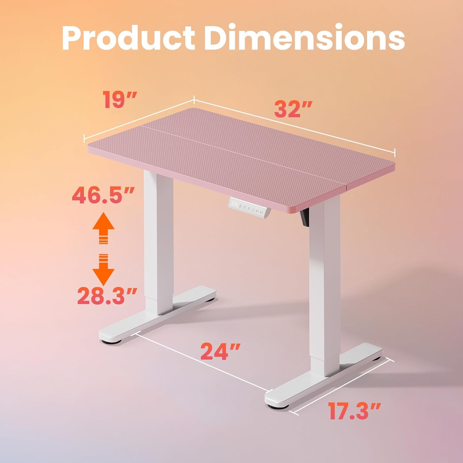 image:imageHUANUO 55 x 28 inch Electric Standing Desk Adjustable Height 4 Memory Height Settings Sit Stand Up Desk for Home Office amp Computer Workstation WhitePink