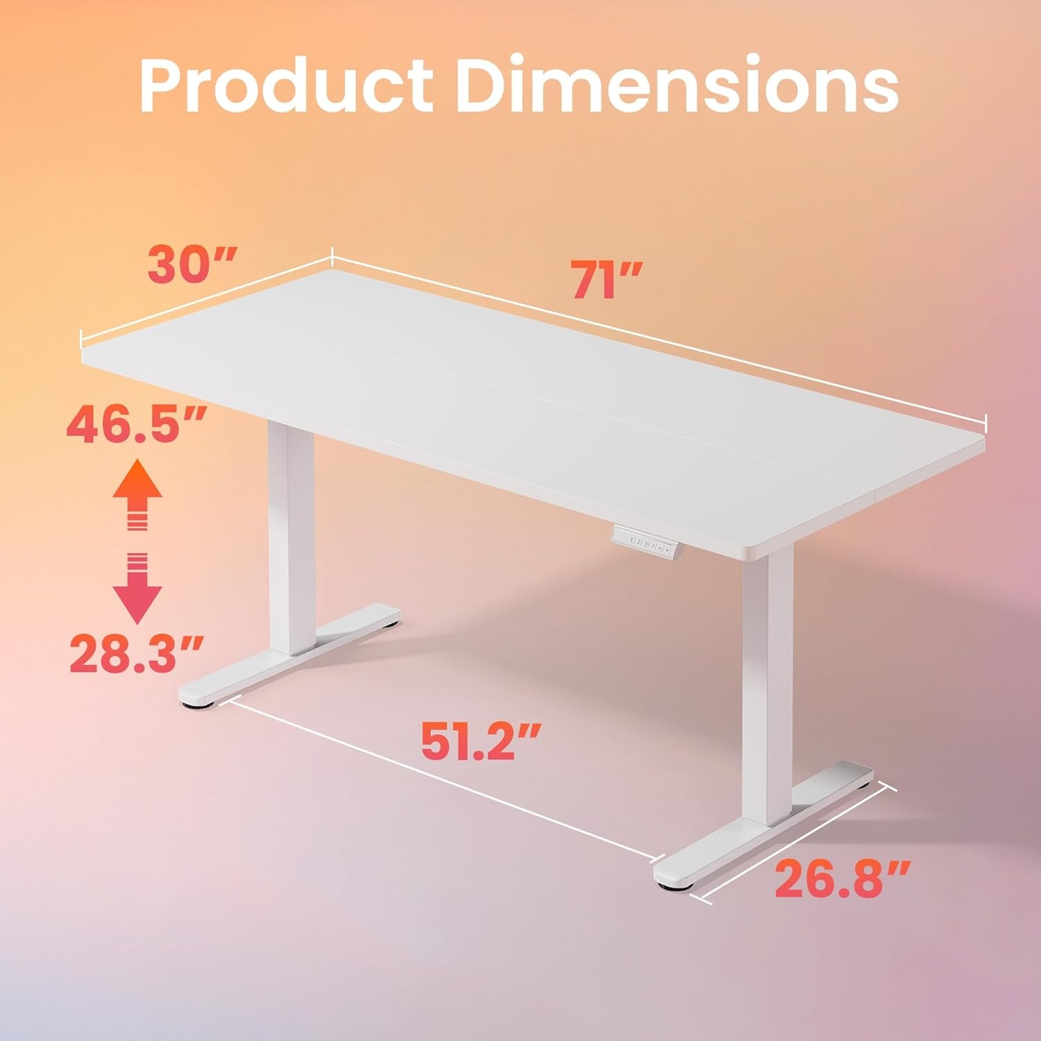 image:imageHUANUO 55 x 28 inch Electric Standing Desk Adjustable Height 4 Memory Height Settings Sit Stand Up Desk for Home Office amp Computer Workstation WhiteWhite