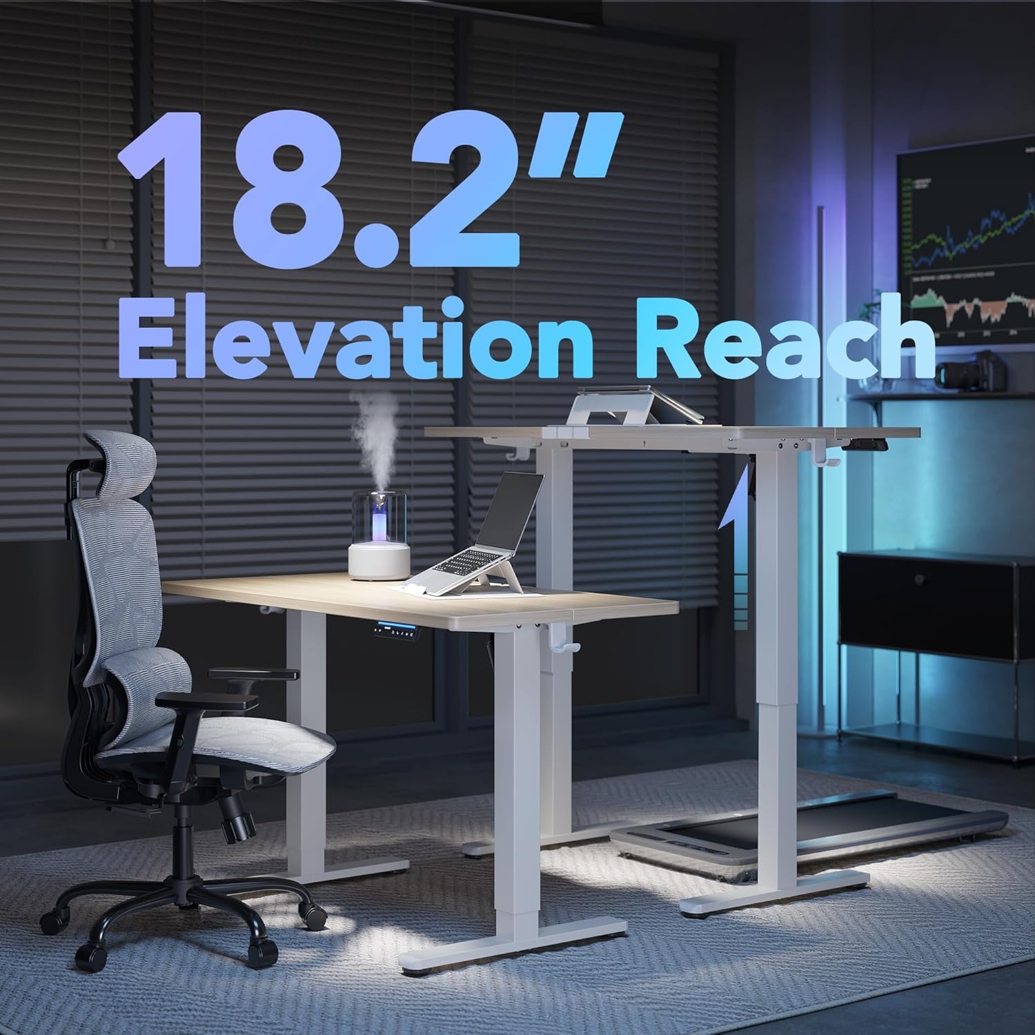 image:imageHUANUO 55 x 28 inch Electric Standing Desk Adjustable Height 4 Memory Height Settings Sit Stand Up Desk for Home Office amp Computer Workstation WhiteNatural