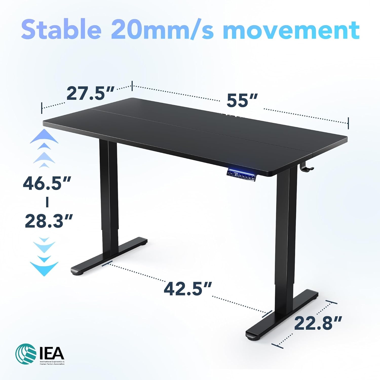 image:imageHUANUO 55 x 28 inch Electric Standing Desk Adjustable Height 4 Memory Height Settings Sit Stand Up Desk for Home Office amp Computer Workstation WhiteBlack