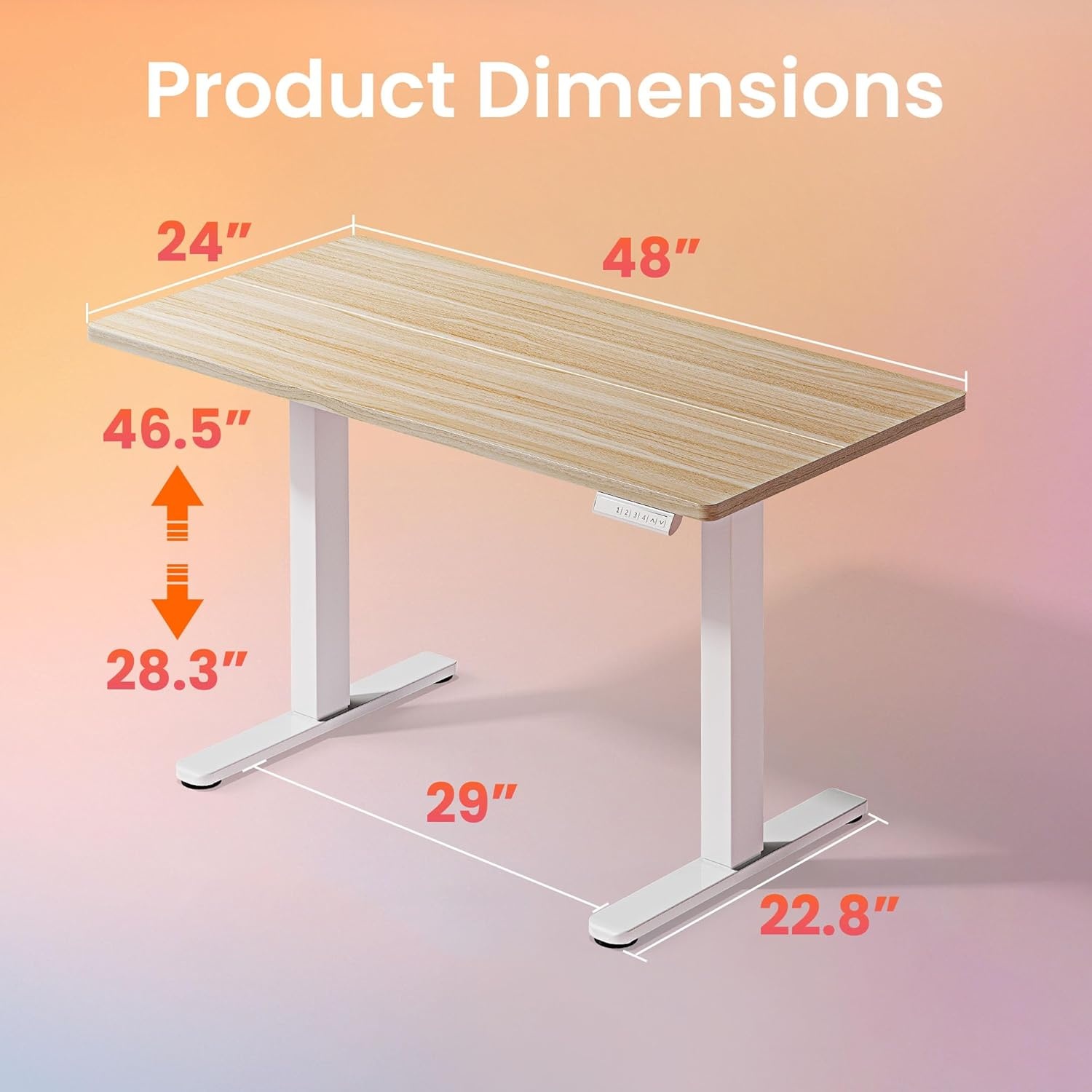 image:imageHUANUO 55 x 28 inch Electric Standing Desk Adjustable Height 4 Memory Height Settings Sit Stand Up Desk for Home Office amp Computer Workstation WhiteNatural