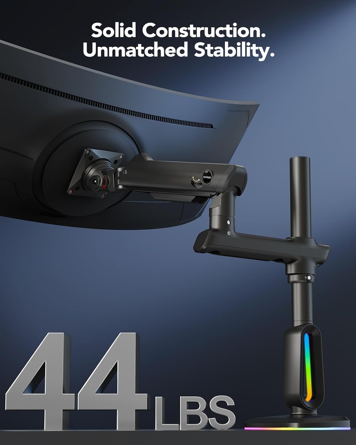 image:imageHUANUO Heavy Duty Monitor Arm for Ultrawide Screens up to 57 Holds 40 lbs Aluminum Ultrawide Single Monitor Stand with 291 Max Height Fully Adjustable Desk Mount Max VESA 100x100mmRGB
