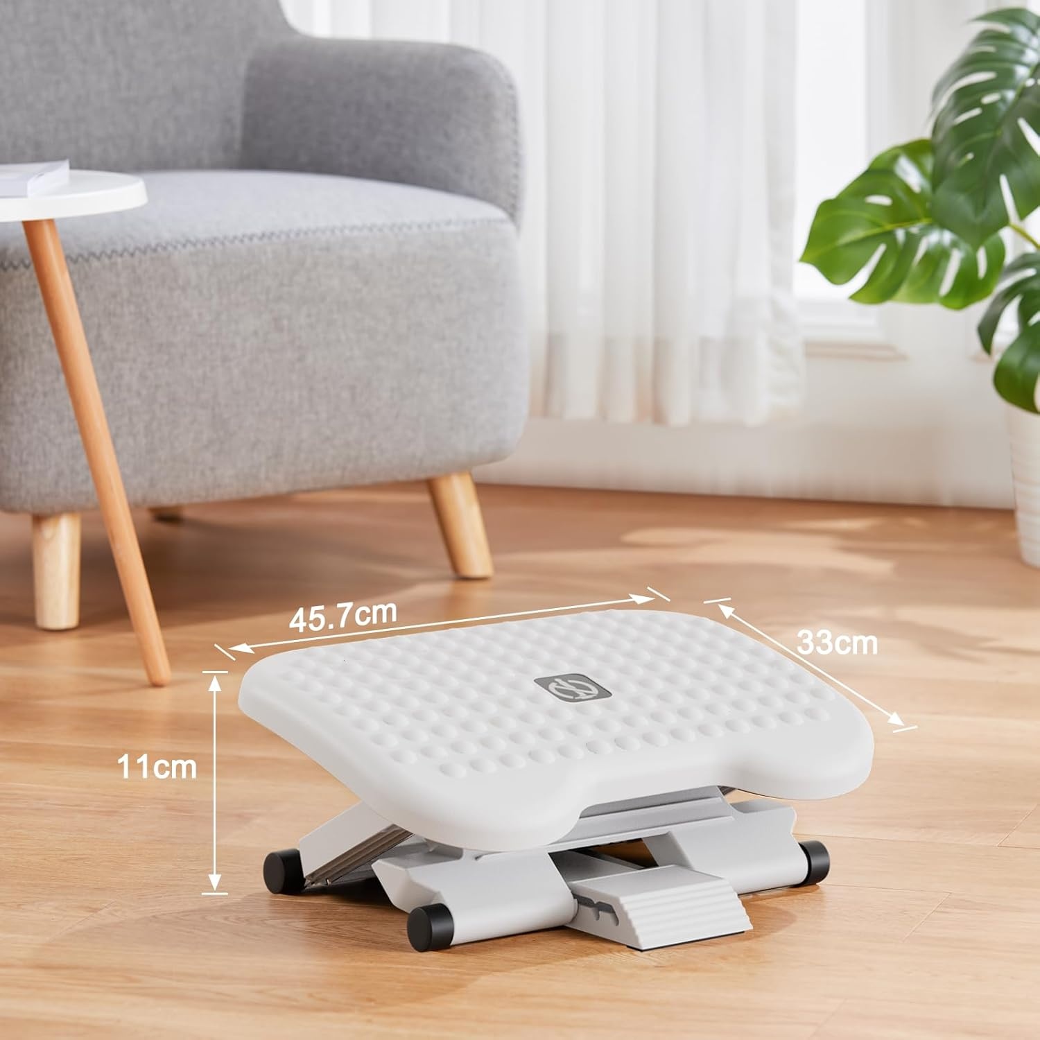 image:imageHUANUO Office Workstation Set 2Piece Set Electric Standing Desk 48 inch WhiteFoot Rest for Under Desk at Work with Massage