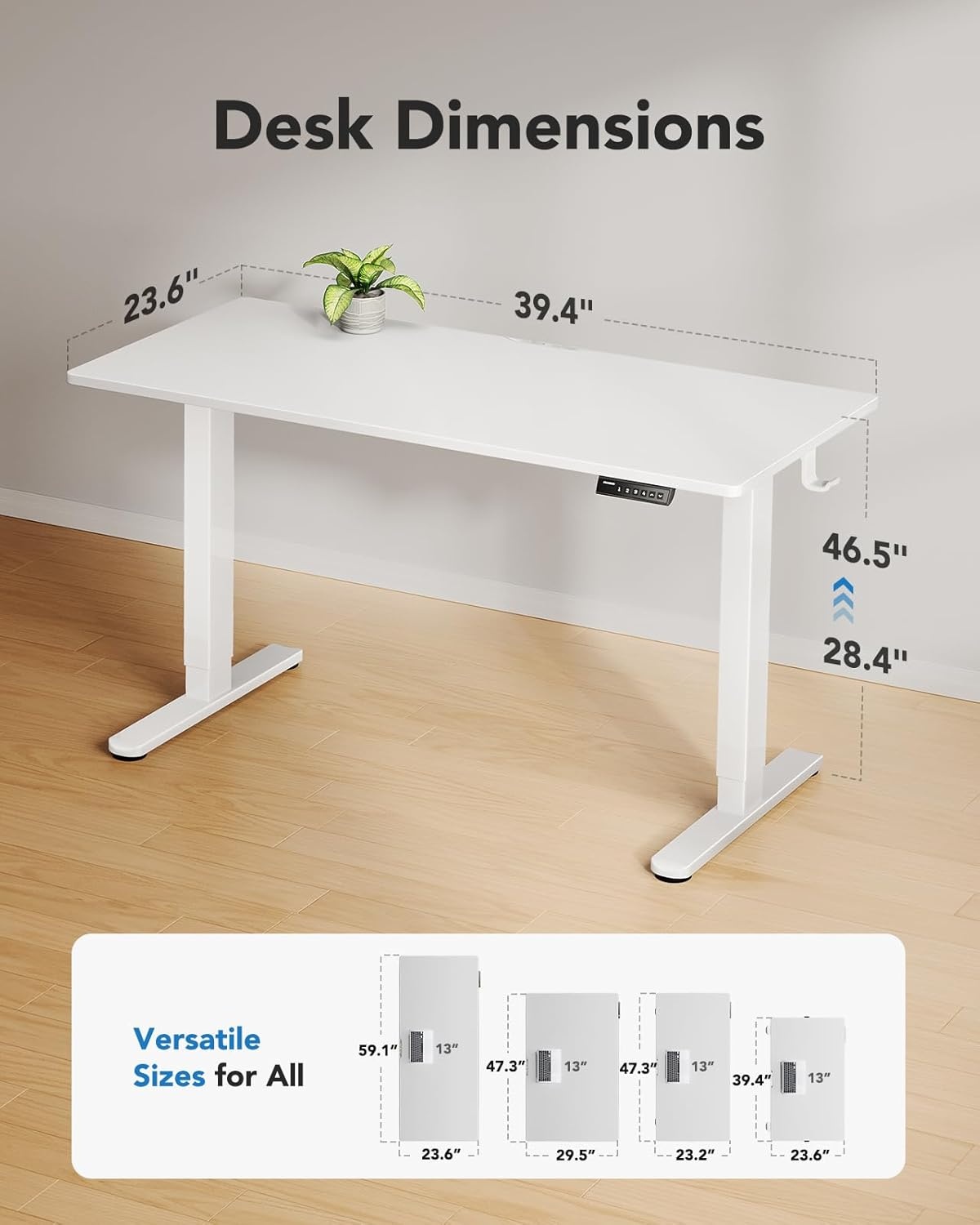 image:imageHUANUO Office Workstation Set 2Piece Set Electric Standing Desk 48 inch WhiteFoot Rest for Under Desk at Work with Massage