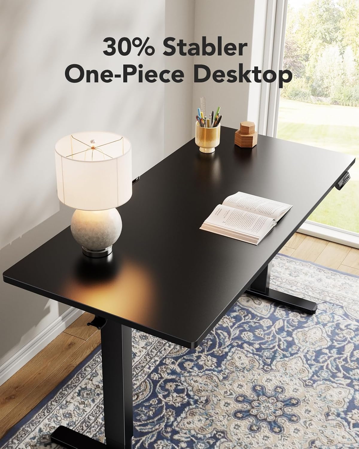 image:imageHUANUO Office Workstation Set 2Piece Set Standing Desk Black Monitor Arm for Max 40 inch Screen
