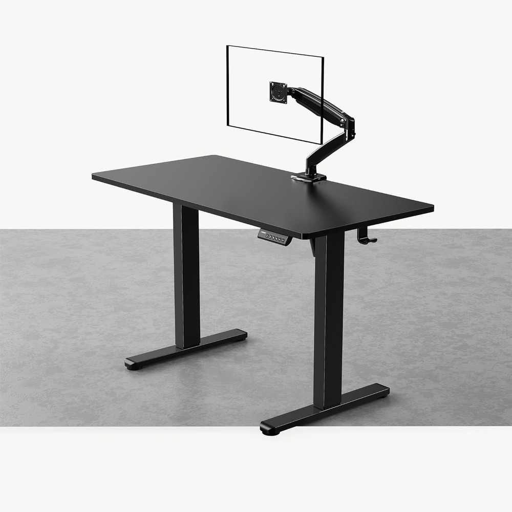 image:imageHUANUO Office Workstation Set 2Piece Set Standing Desk Black Monitor Arm for Max 40 inch Screen