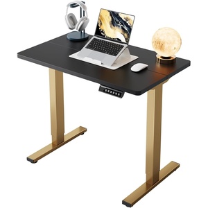 image:imageHUANUO 55 x 28 inch Electric Standing Desk Adjustable Height 4 Memory Height Settings Sit Stand Up Desk for Home Office amp Computer Workstation WhiteBlackgold Frame