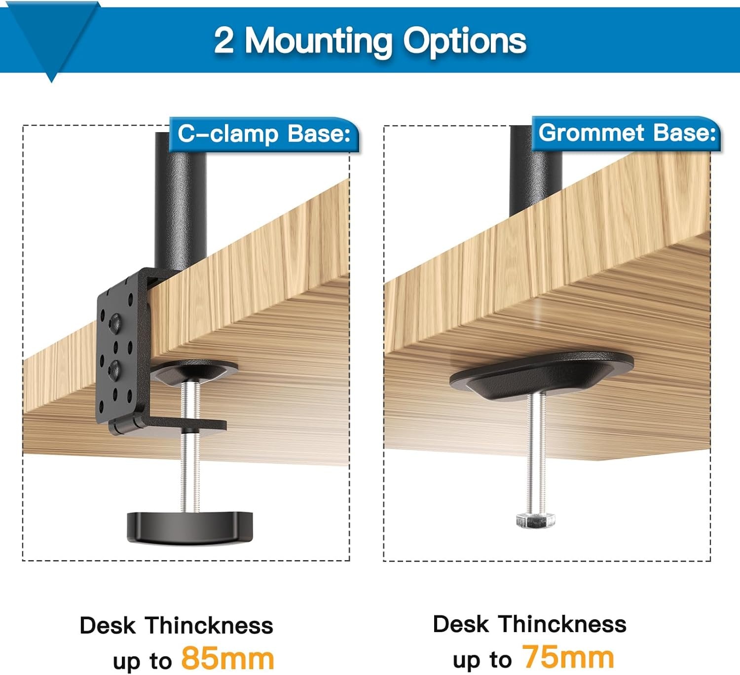 image:imageHUANUO Laptop Mount Height Adjustable Dual Monitor Mount with Laptop Keyboard Tray Fit Two 13 to 27 Inch Flat Curved Computer Screens and 10 to 17 Inch Notebooks