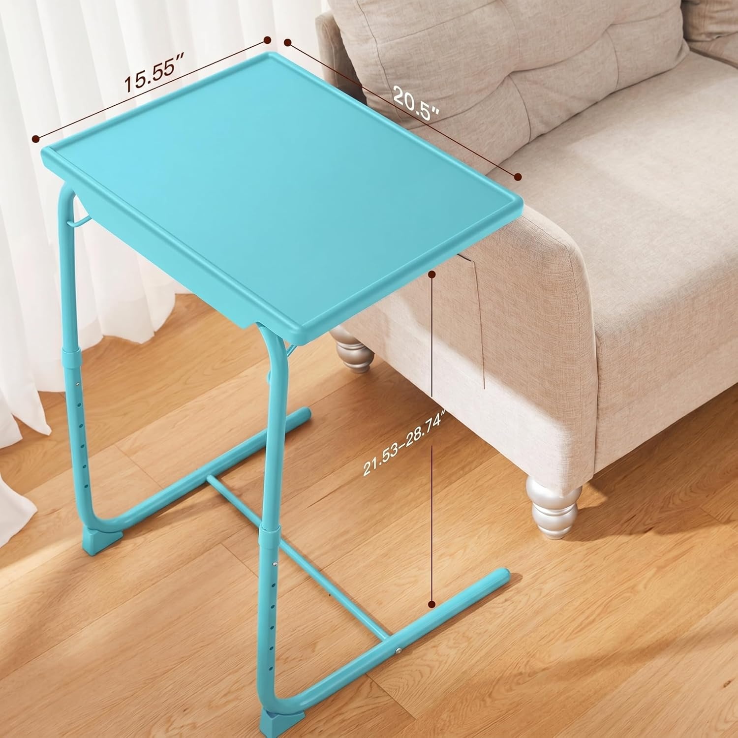 image:imageHUANUO Adjustable TV Tray Foldable TV Tray Table with 6 Height amp 3 Tilt Angle Adjustments TV Dinner Tray with Cup Holder for Couch Bed Sofa and Chair BlackAzure