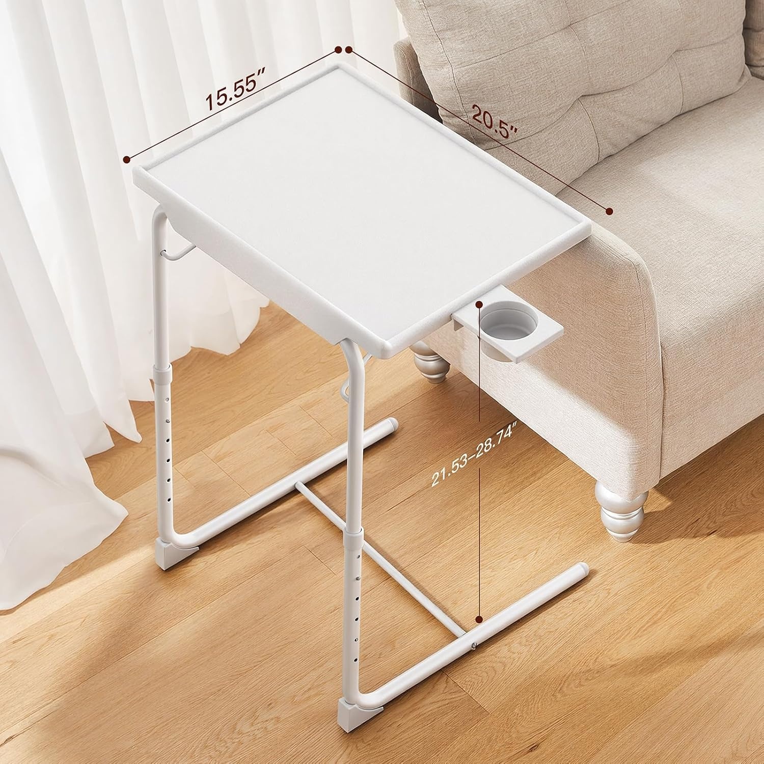 image:imageHUANUO Adjustable TV Tray Foldable TV Tray Table with 6 Height amp 3 Tilt Angle Adjustments TV Dinner Tray with Cup Holder for Couch Bed Sofa and Chair BlackWhite