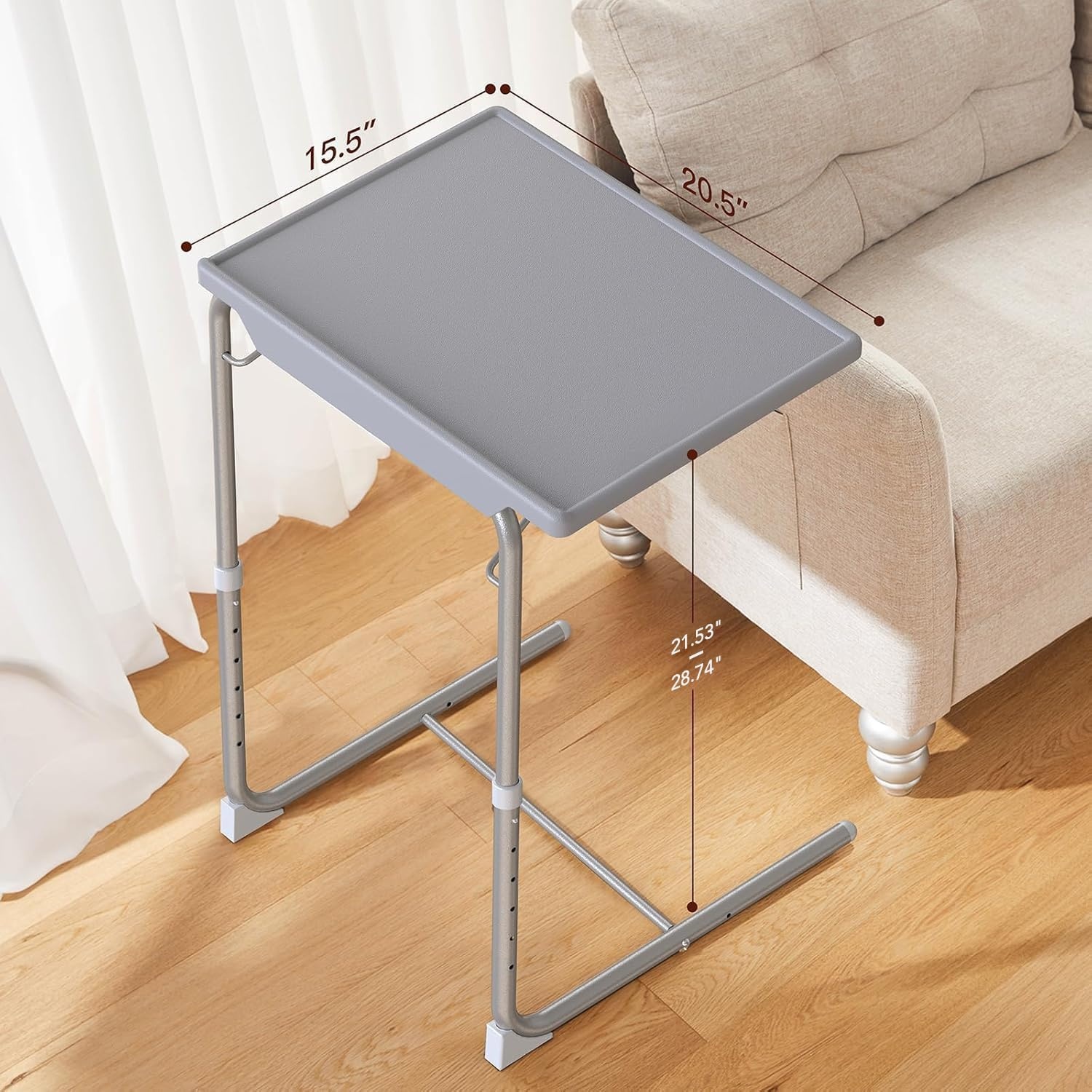 image:imageHUANUO Adjustable TV Tray Foldable TV Tray Table with 6 Height amp 3 Tilt Angle Adjustments TV Dinner Tray with Cup Holder for Couch Bed Sofa and Chair BlackGrey