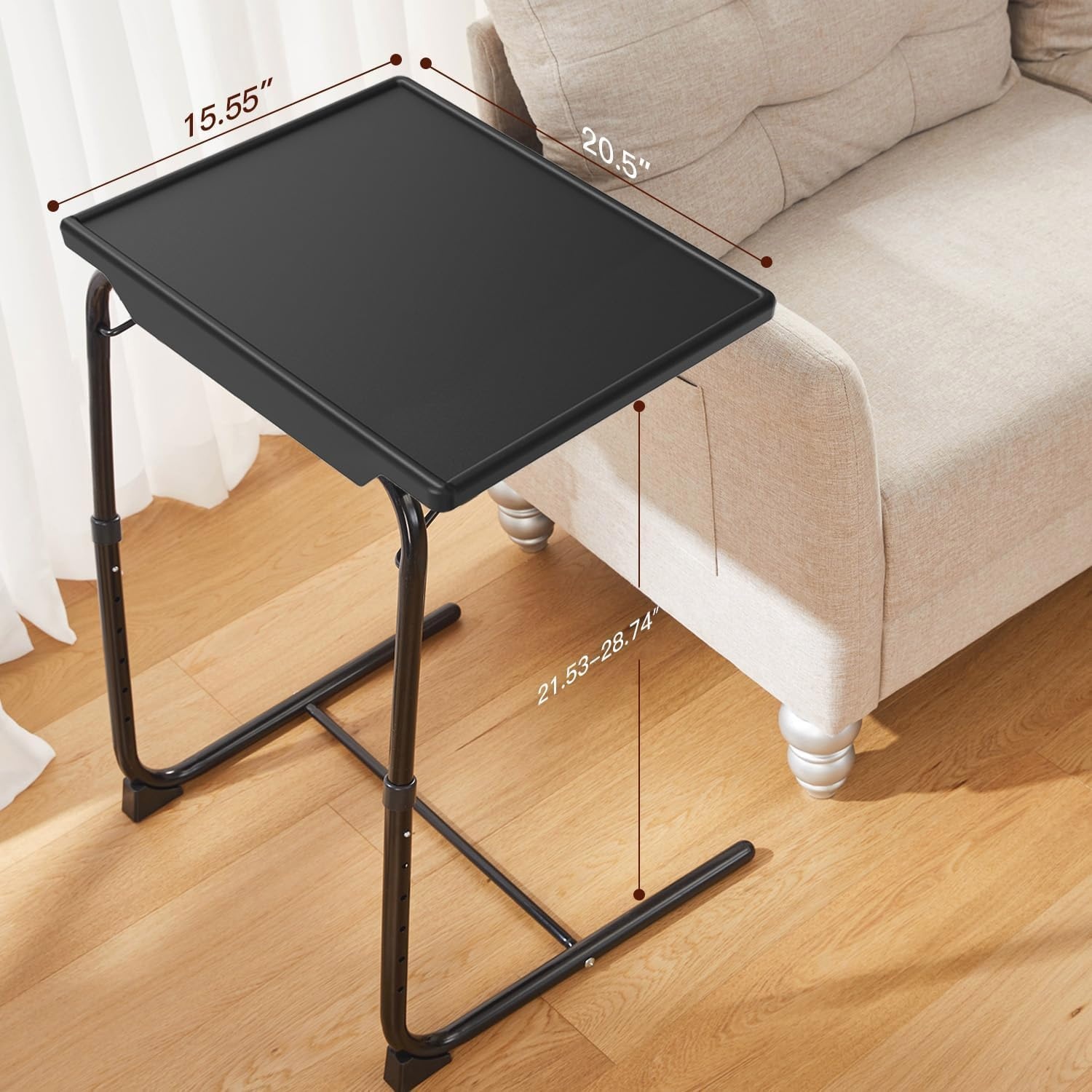image:imageHUANUO Adjustable TV Tray Foldable TV Tray Table with 6 Height amp 3 Tilt Angle Adjustments TV Dinner Tray with Cup Holder for Couch Bed Sofa and Chair BlackBlack