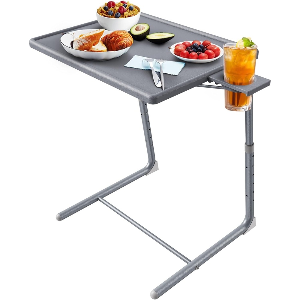 image:imageHUANUO Adjustable TV Tray Foldable TV Tray Table with 6 Height amp 3 Tilt Angle Adjustments TV Dinner Tray with Cup Holder for Couch Bed Sofa and Chair BlackGrey
