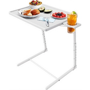 image:imageHUANUO Adjustable TV Tray  Foldable TV Tray Table with 6 Height amp 3 Tilt Angle Adjustments TV Dinner Tray with Cup Holder for Couch Bed Sofa and Chair BlackWhite