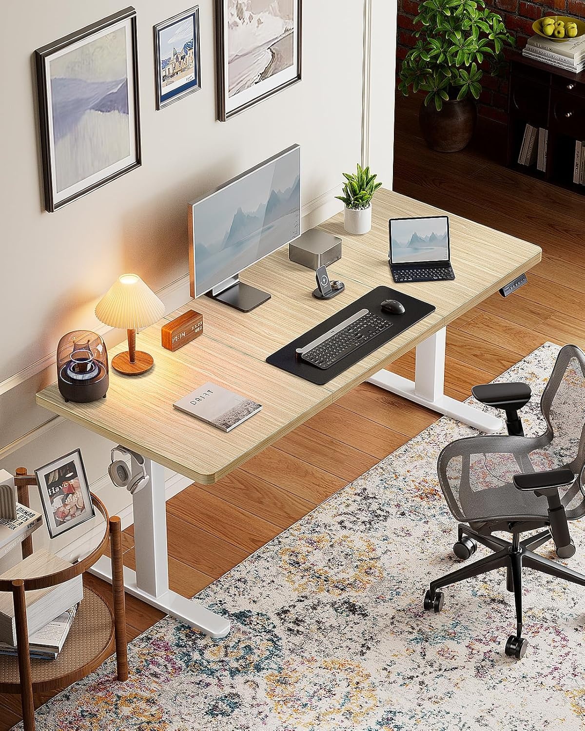 image:imageHUANUO 59x30 Inch 3Stage Legs Electric Standing Desk Large Height Adjustable Office Desk with Brushless Motor Stand Up Desk with 4 Memory Presets amp 2 Hooks Computer Desk for Home Office BlackNatural